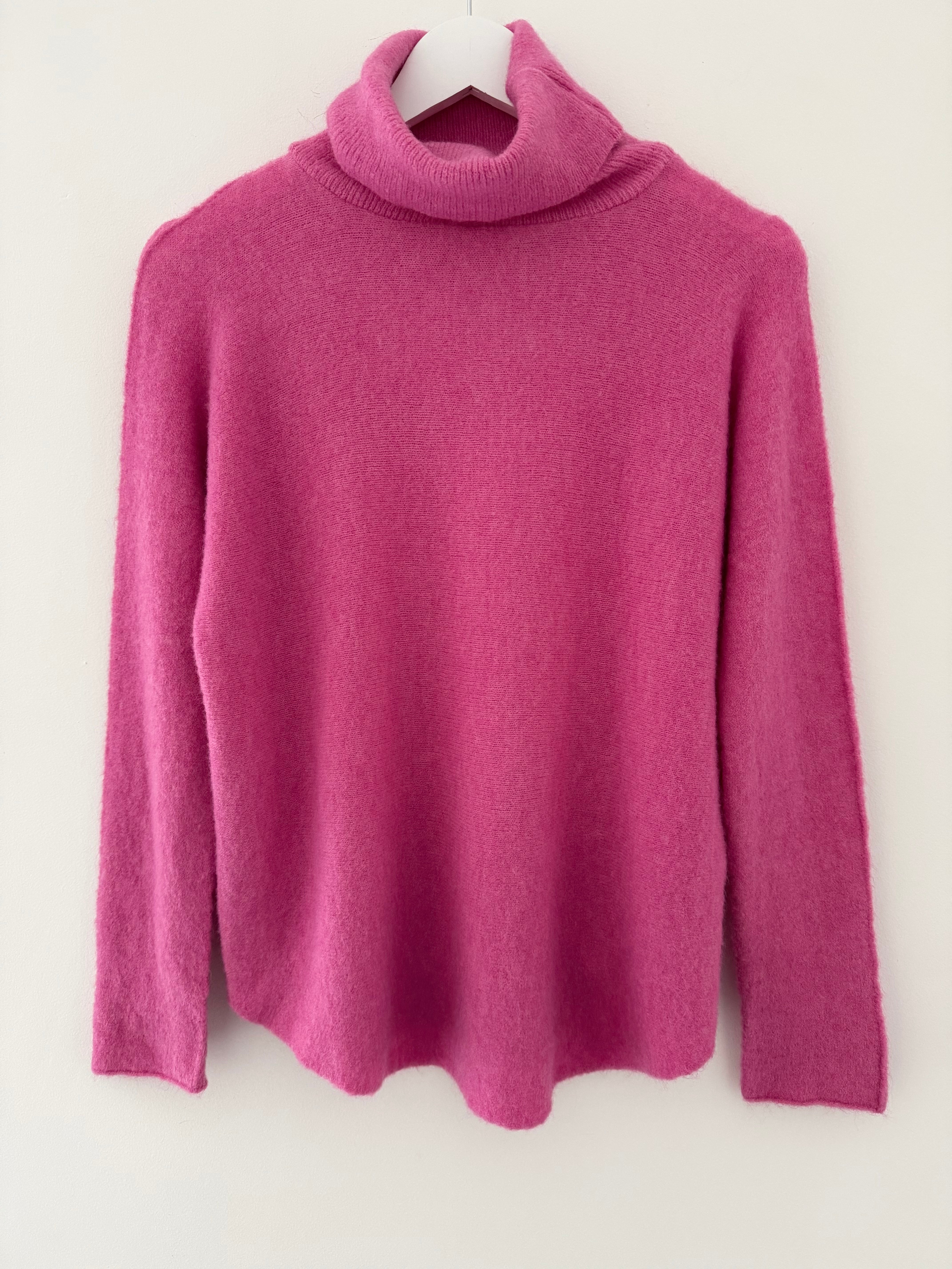 Simple Roll Neck Jumper in Fuchsia