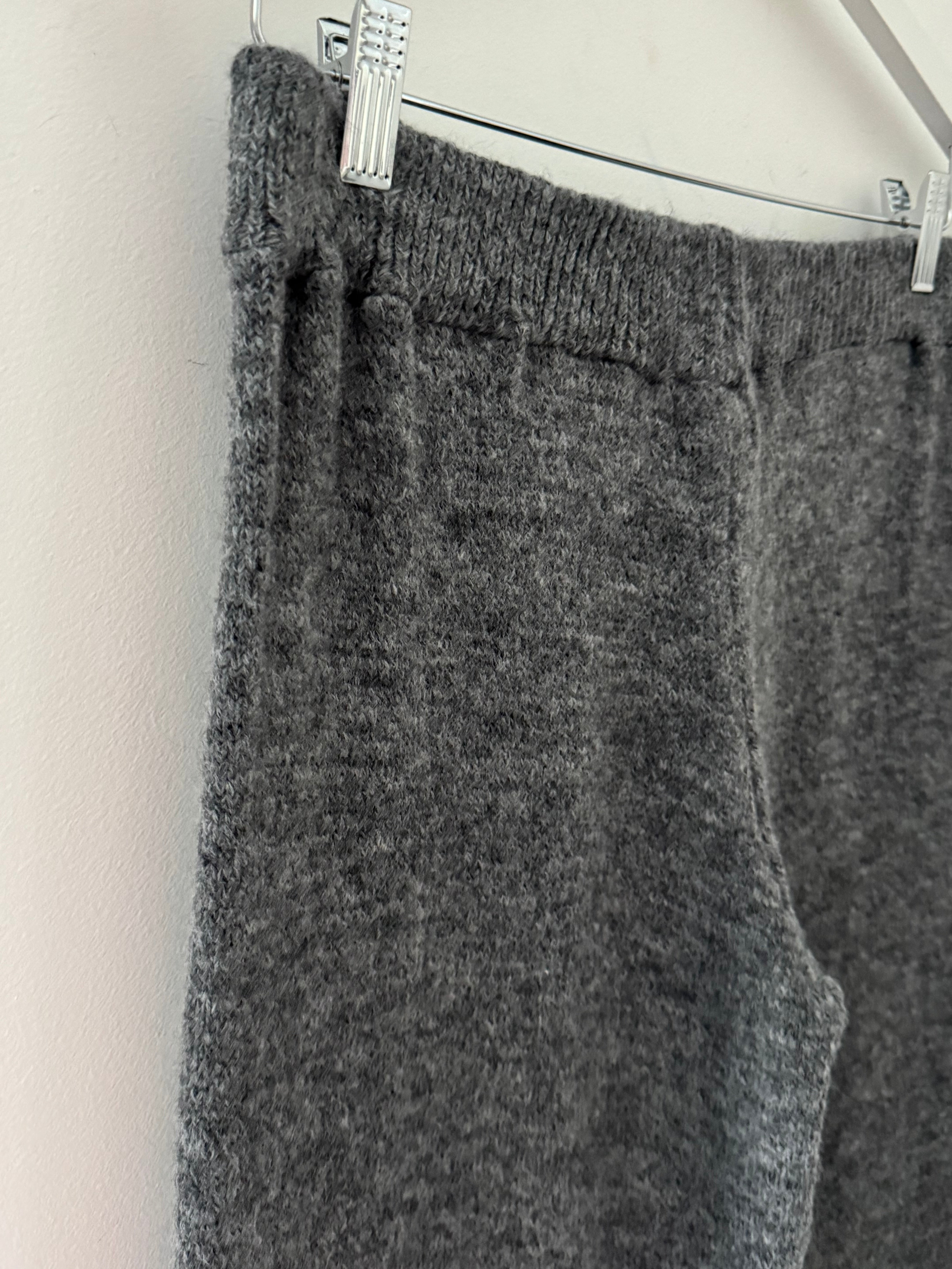 Wide Leg Knitted Trousers in Charcoal