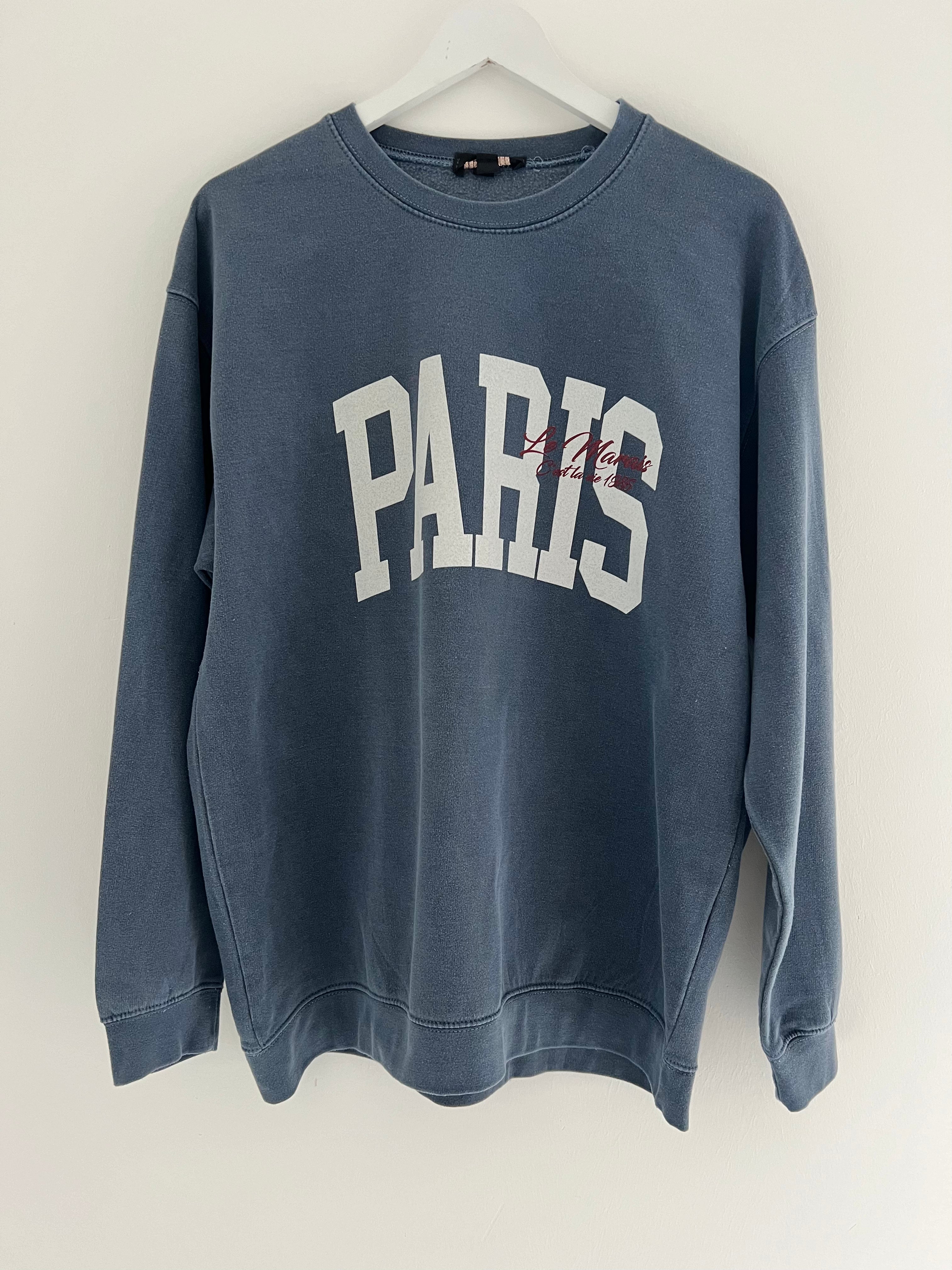 Vintage Wash Paris Sweatshirt in Blue