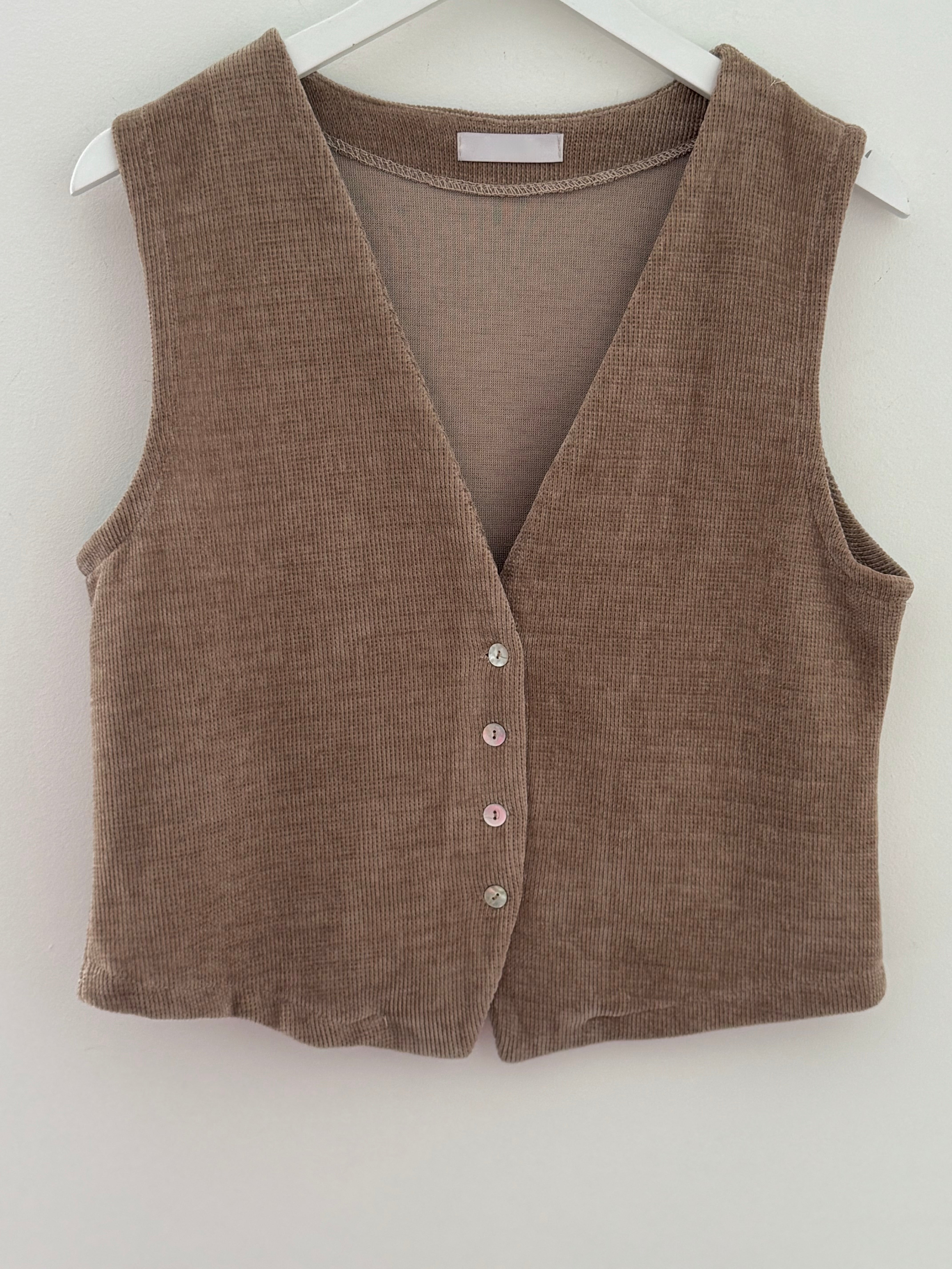 Chenille Waistcoat in Stone
