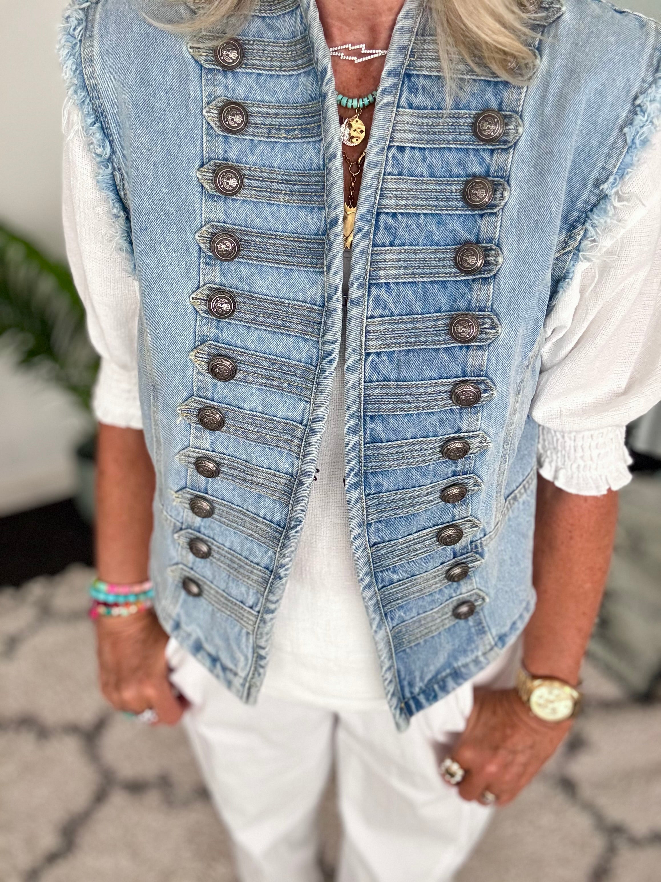 Military Gilet in Denim