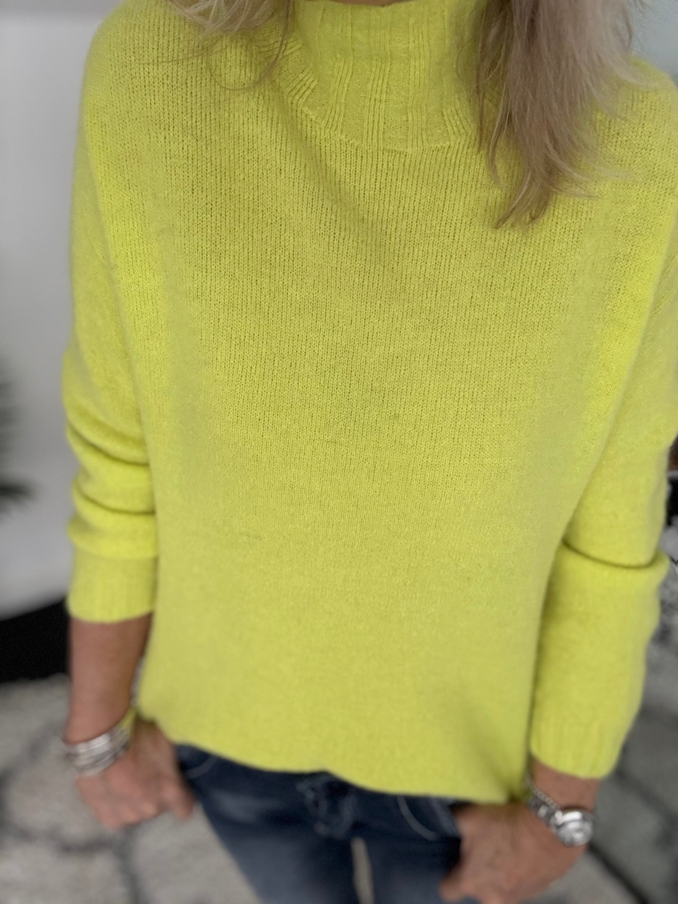 Funnel Neck Alpaca Jumper in Citrus