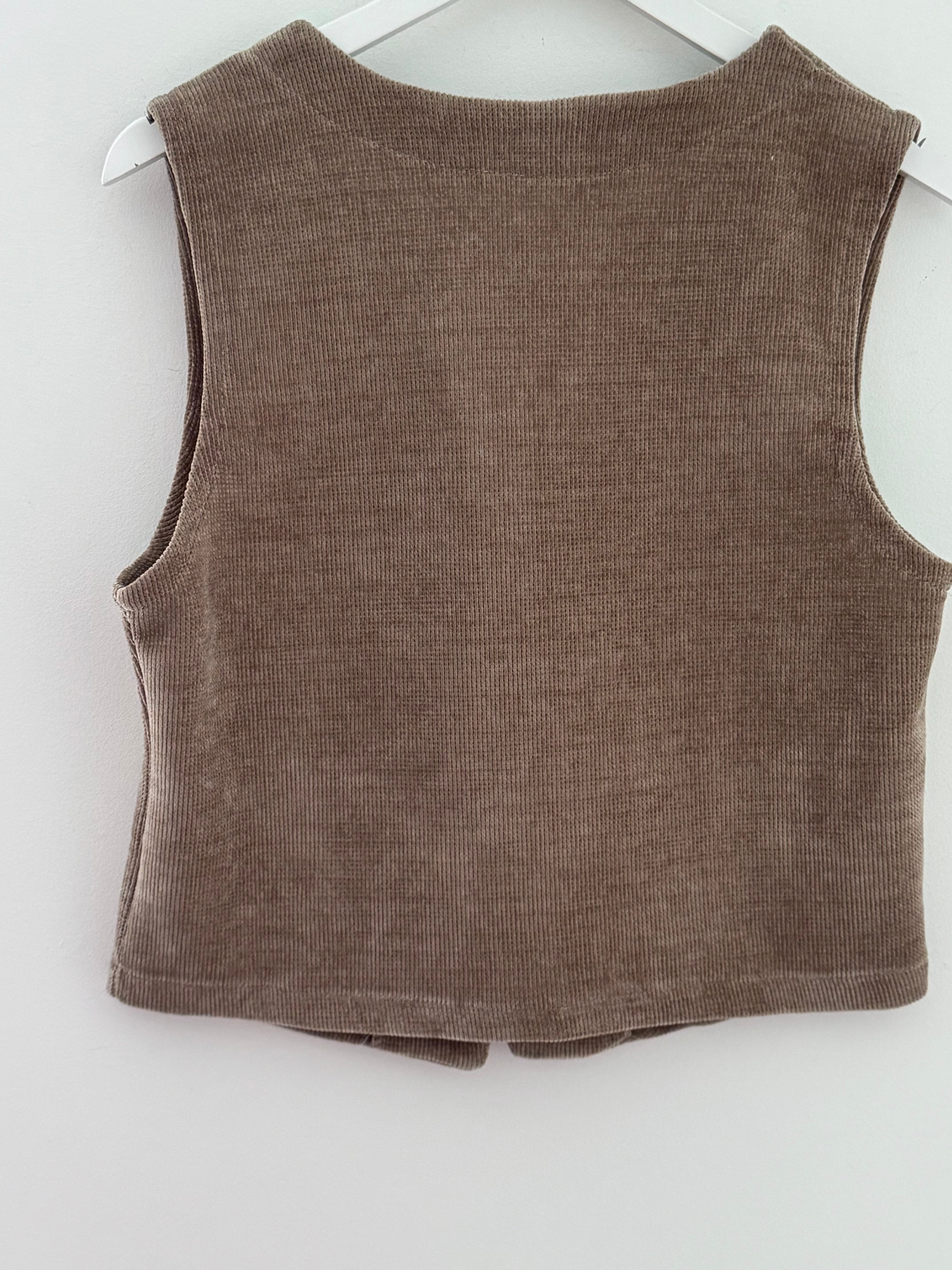 Chenille Waistcoat in Stone