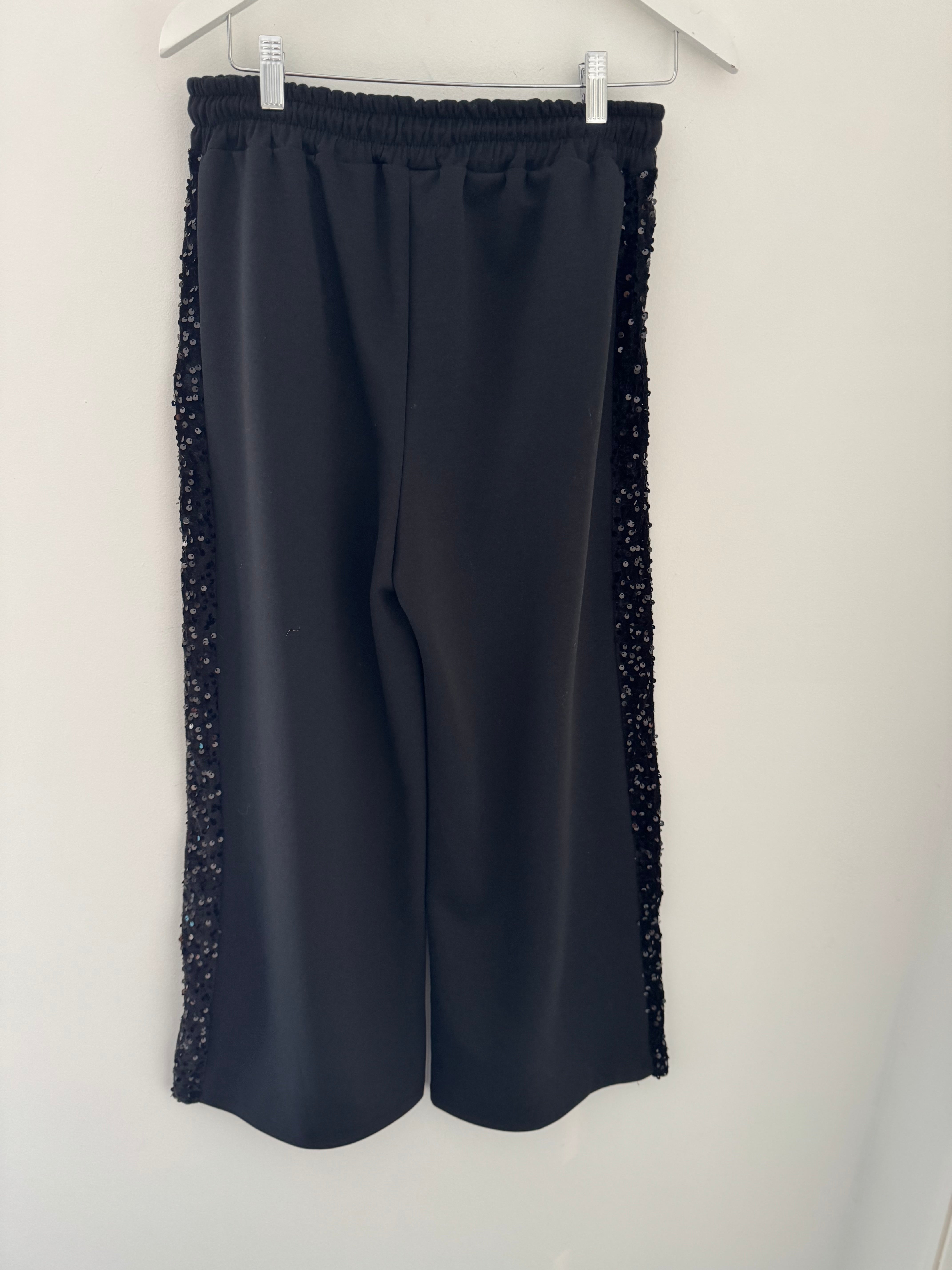 Crepe Trousers with Sequin Stripe