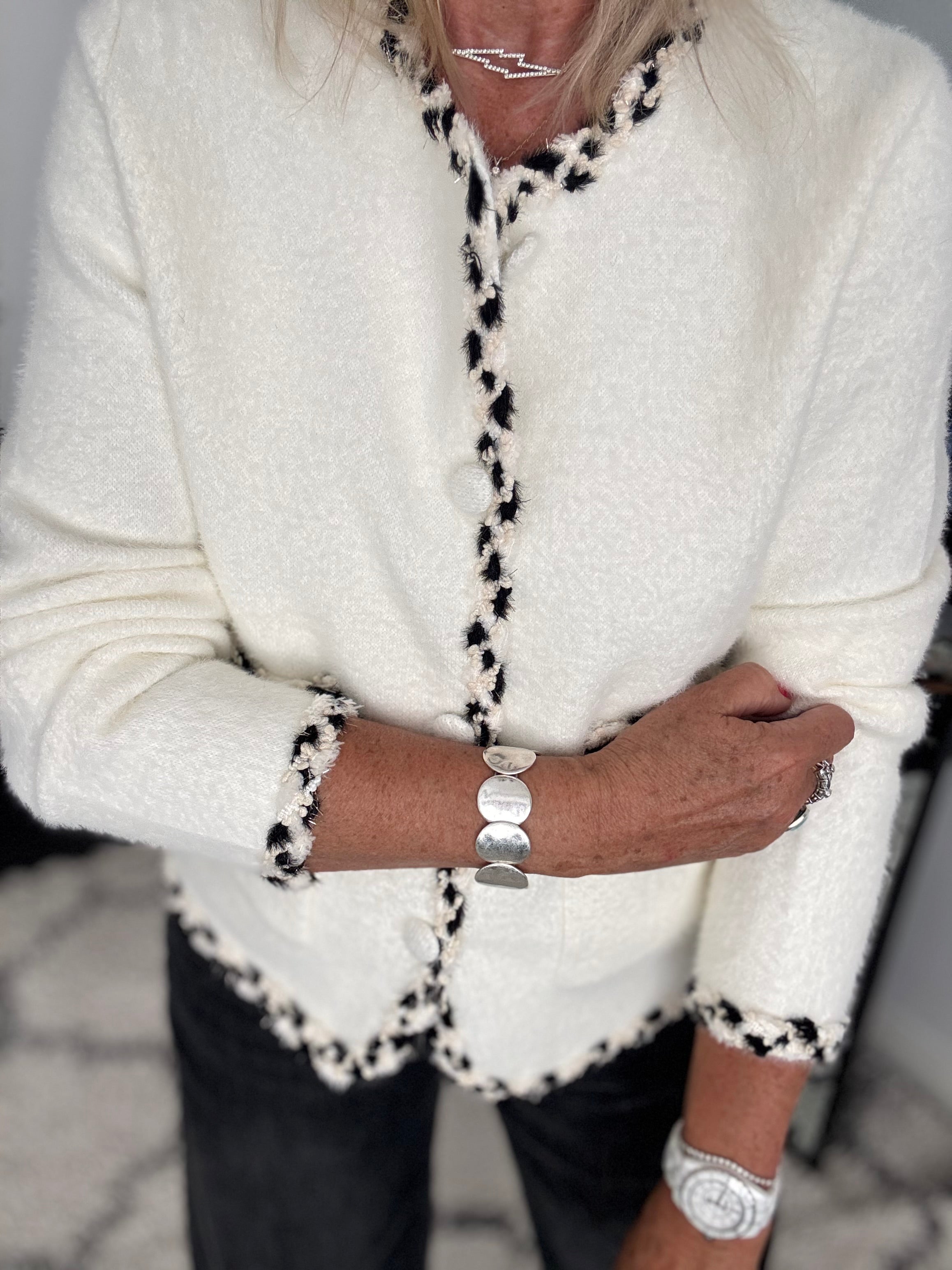 Button Cardi Jacket in Ivory