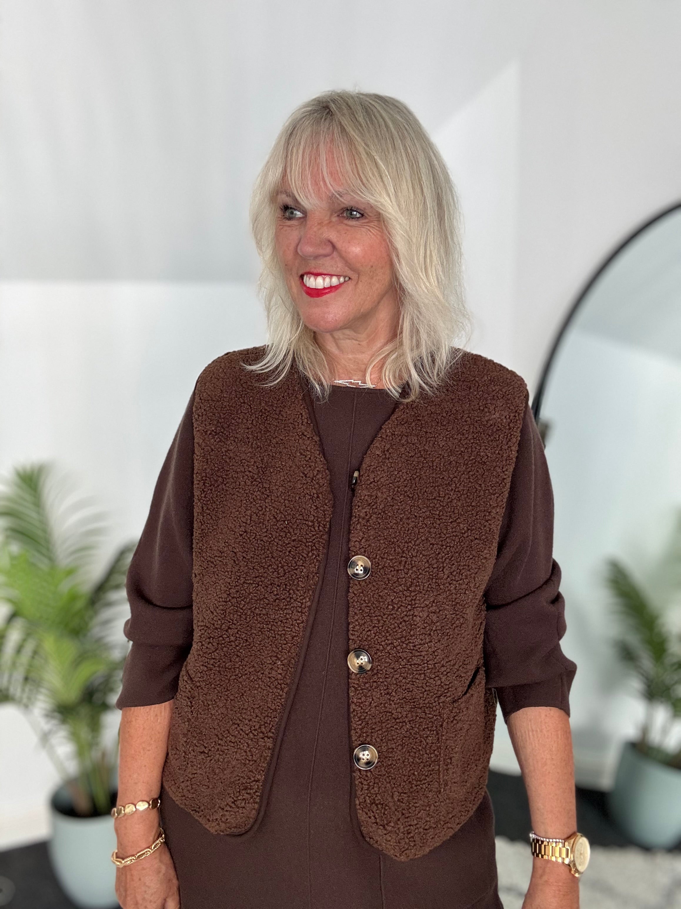Luxe Knitted Pocket Dress in Chocolate