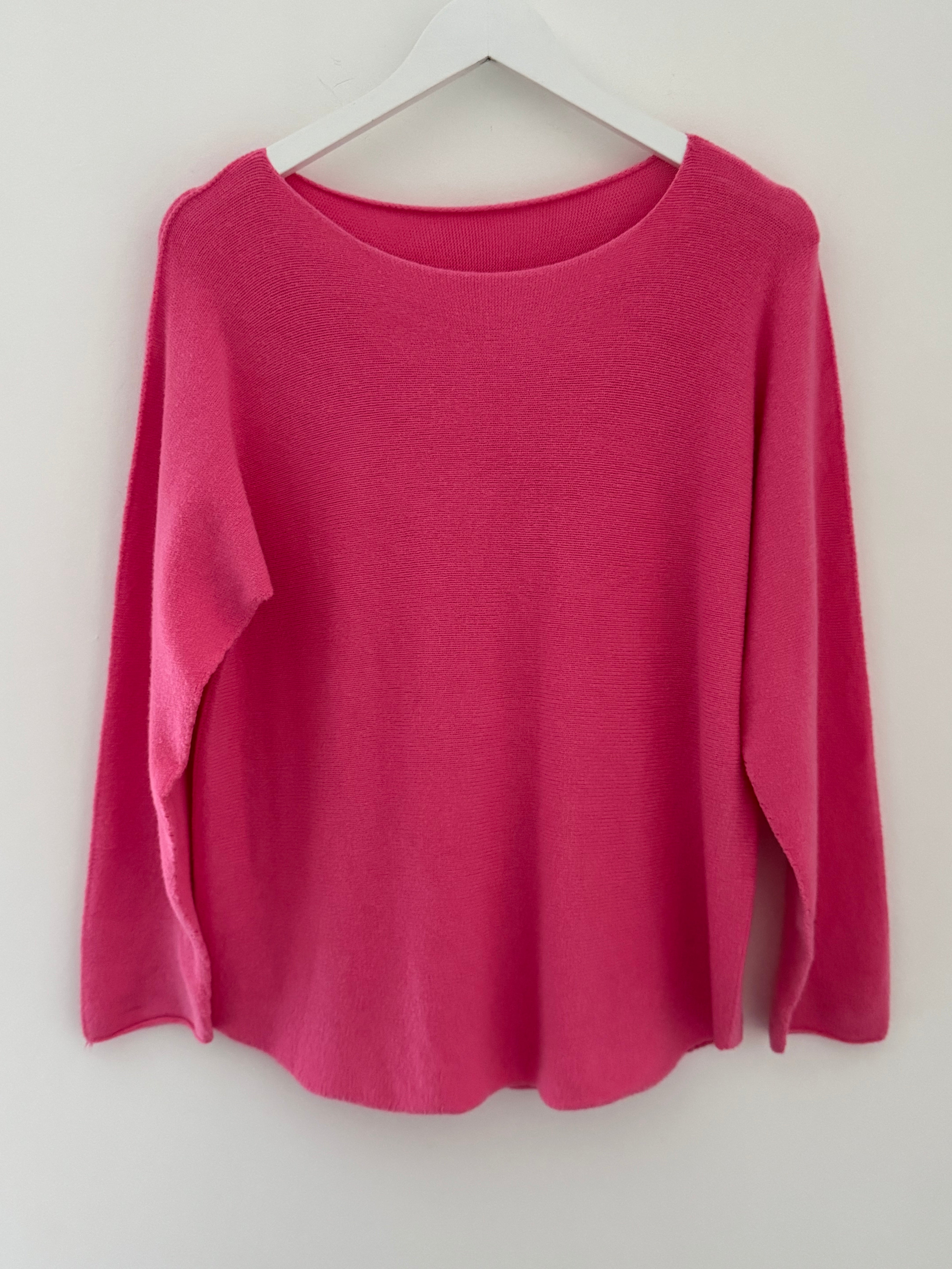 Simple Round Neck Jumper in Bubblegum Pink