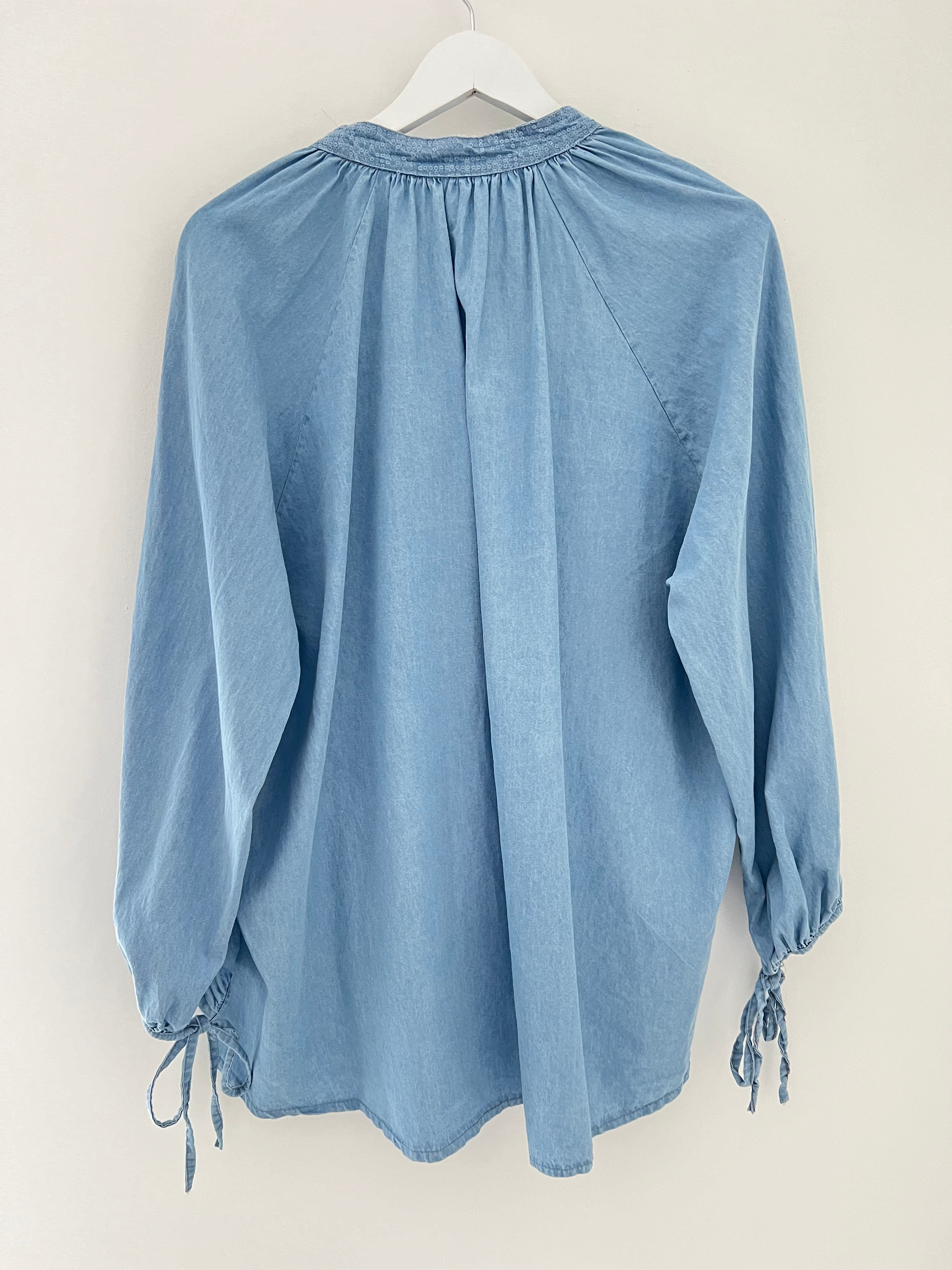 Chambray Shirt with Sequin Detail