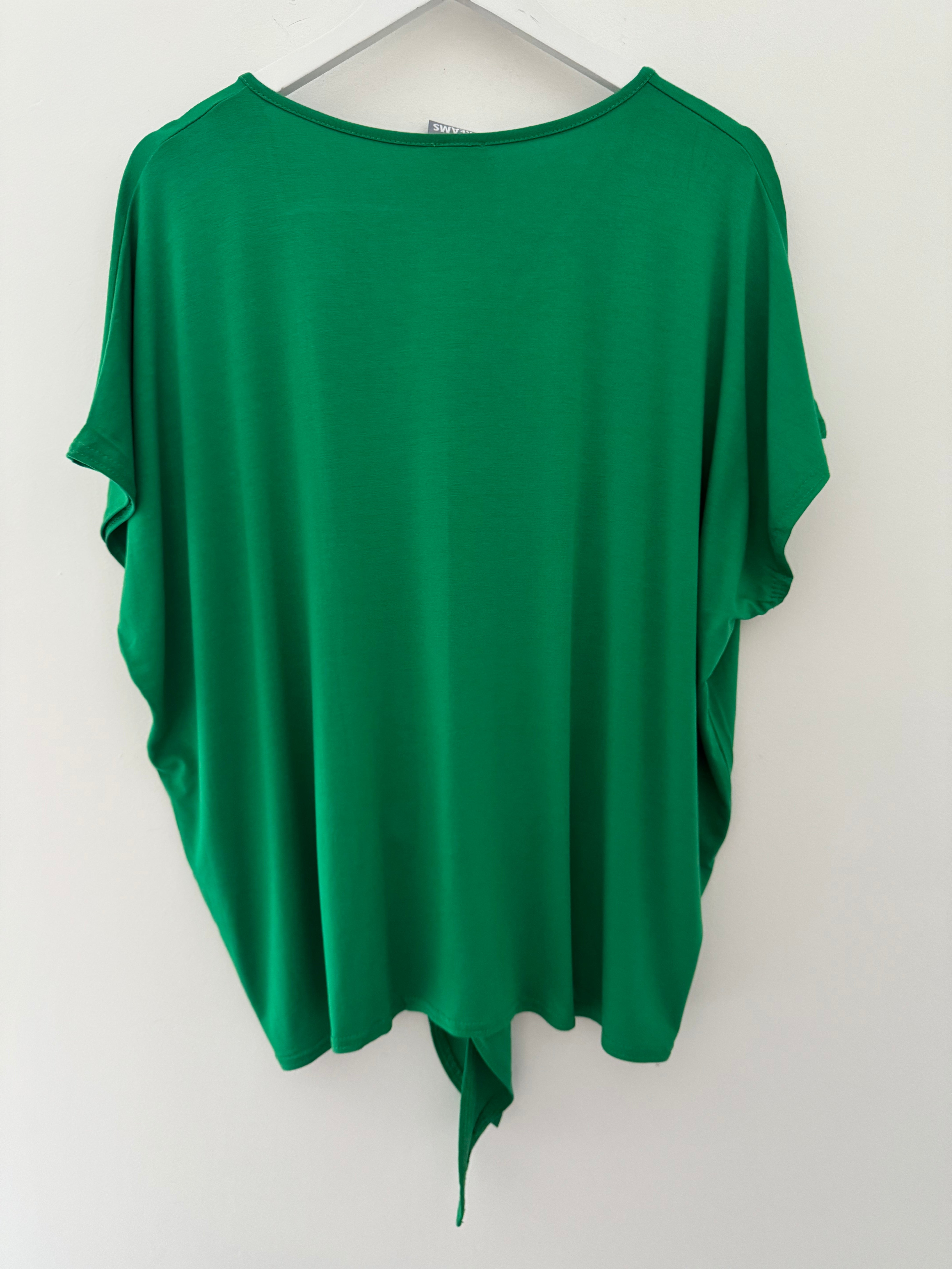 Tie Front Cotton Jersey Top in Green