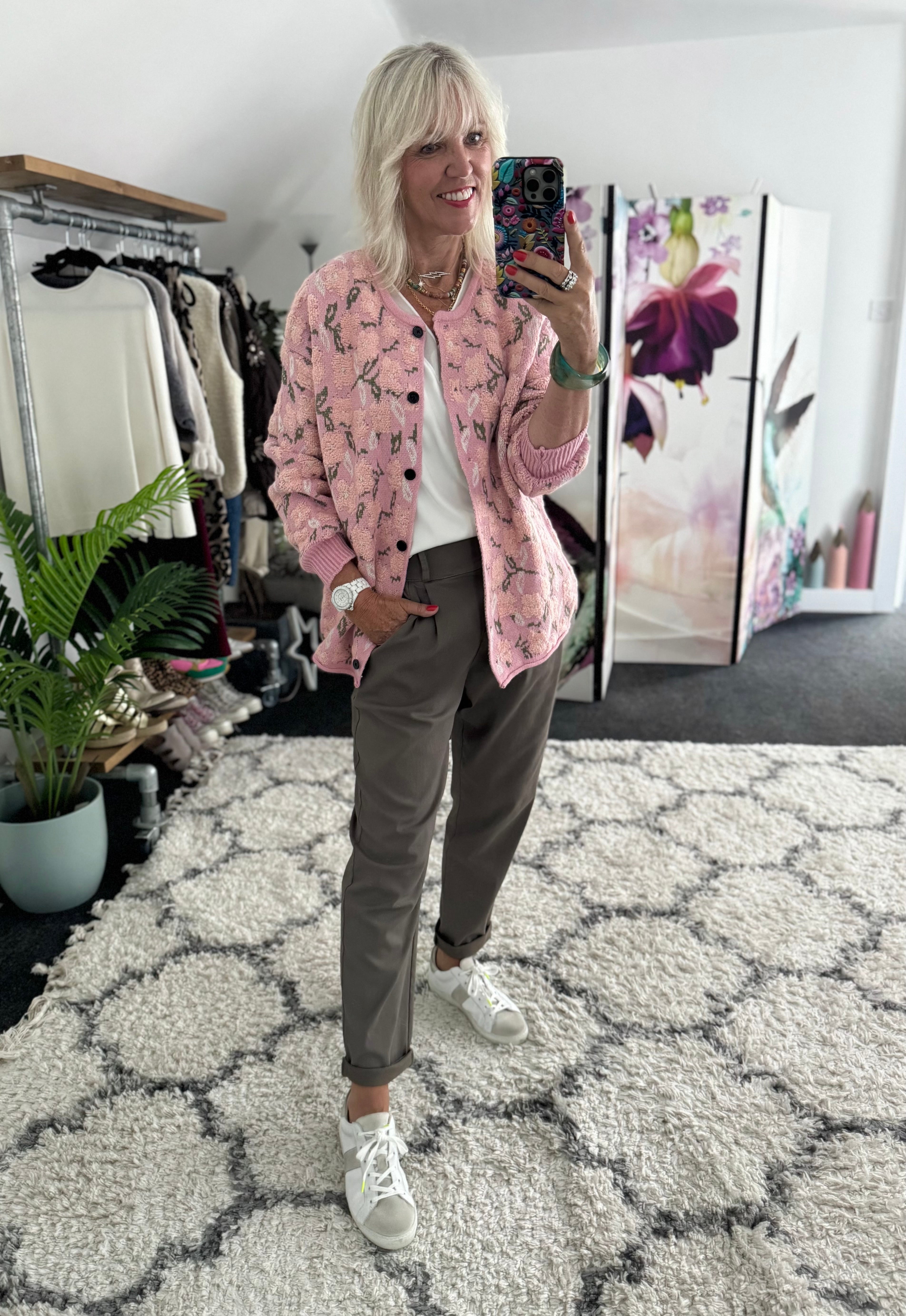 Soft Floral Cardi in Shades of Pink