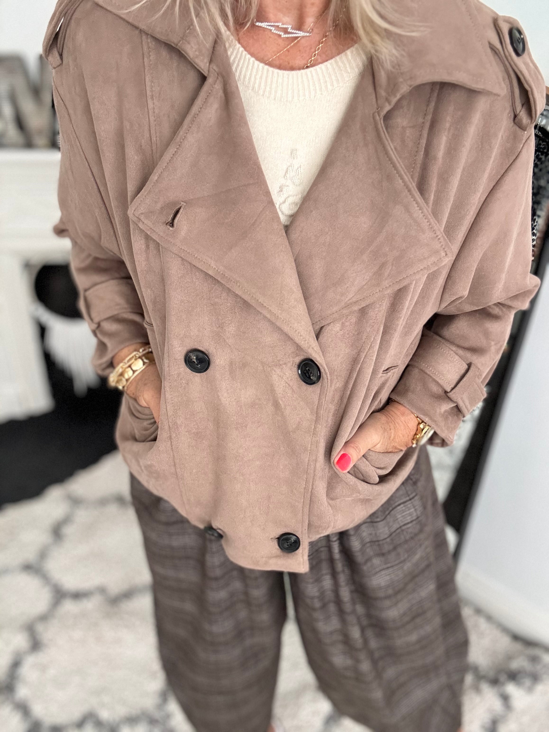 Luxe Suede Jacket in Soft Mole