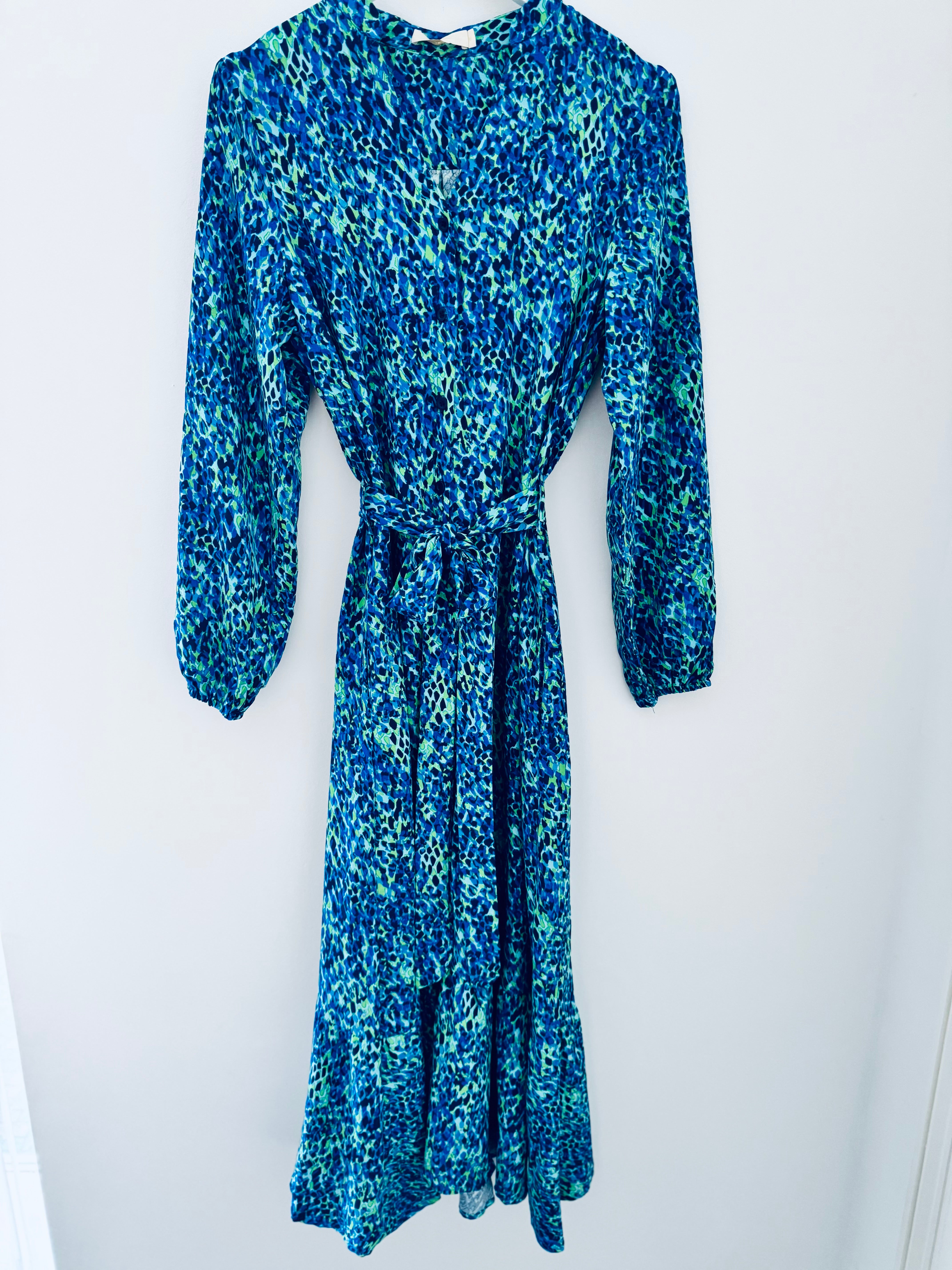 Premium Printed Dress in Blue & Green
