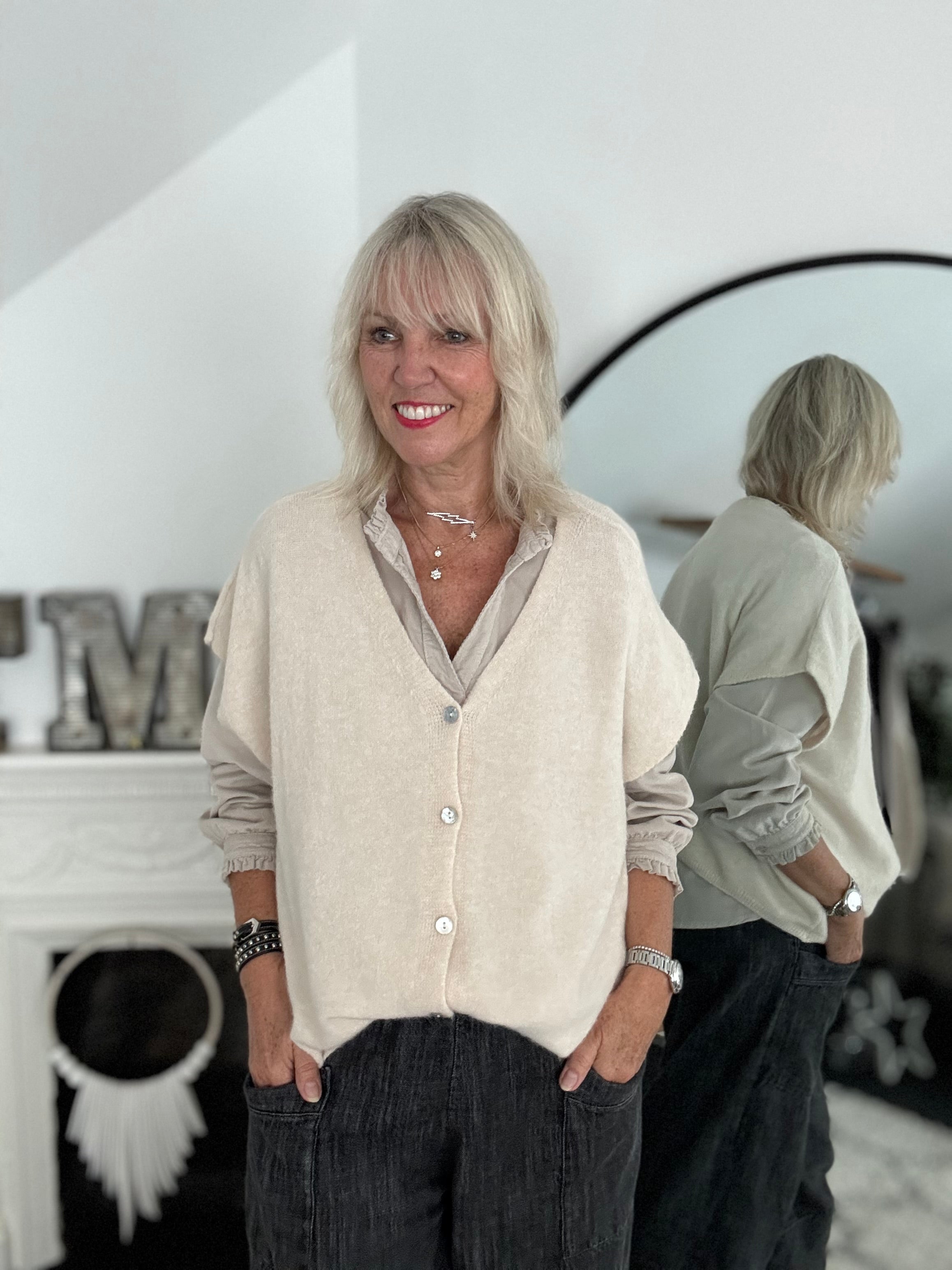 Soft Fine Cord Shirt in Stone