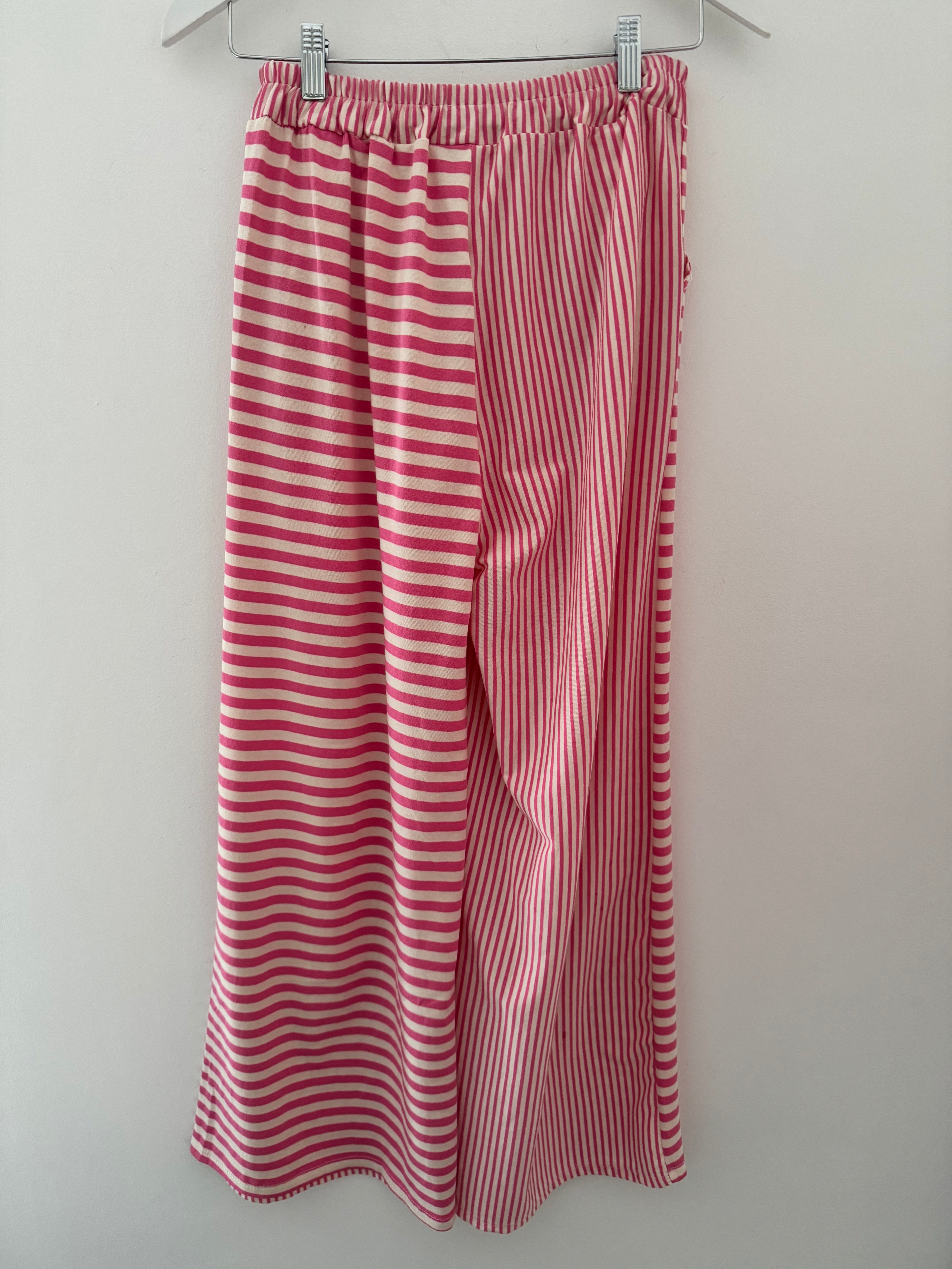 Stripe Lounge Pants in Pink & White