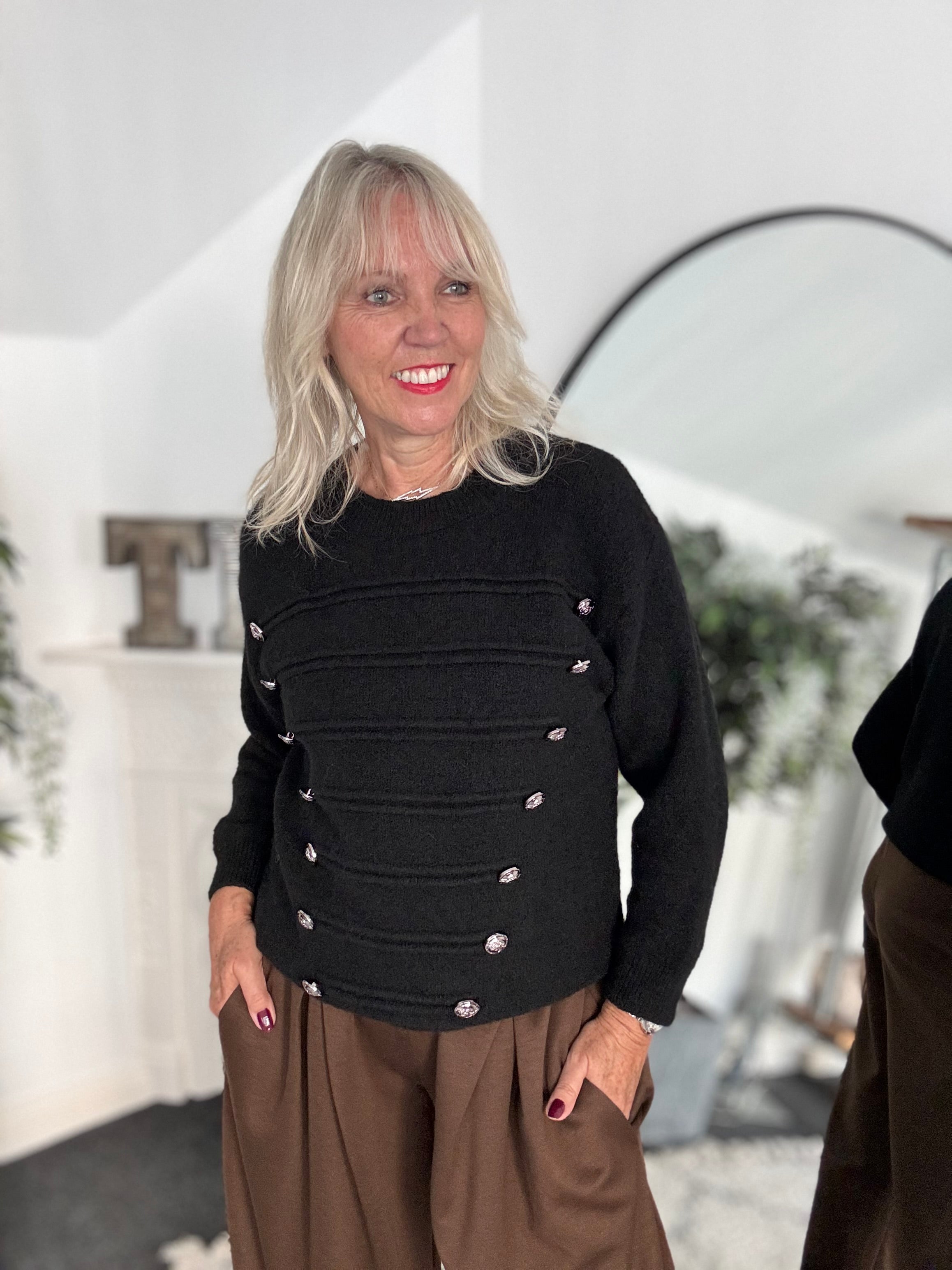 Soft Military Jumper in Black