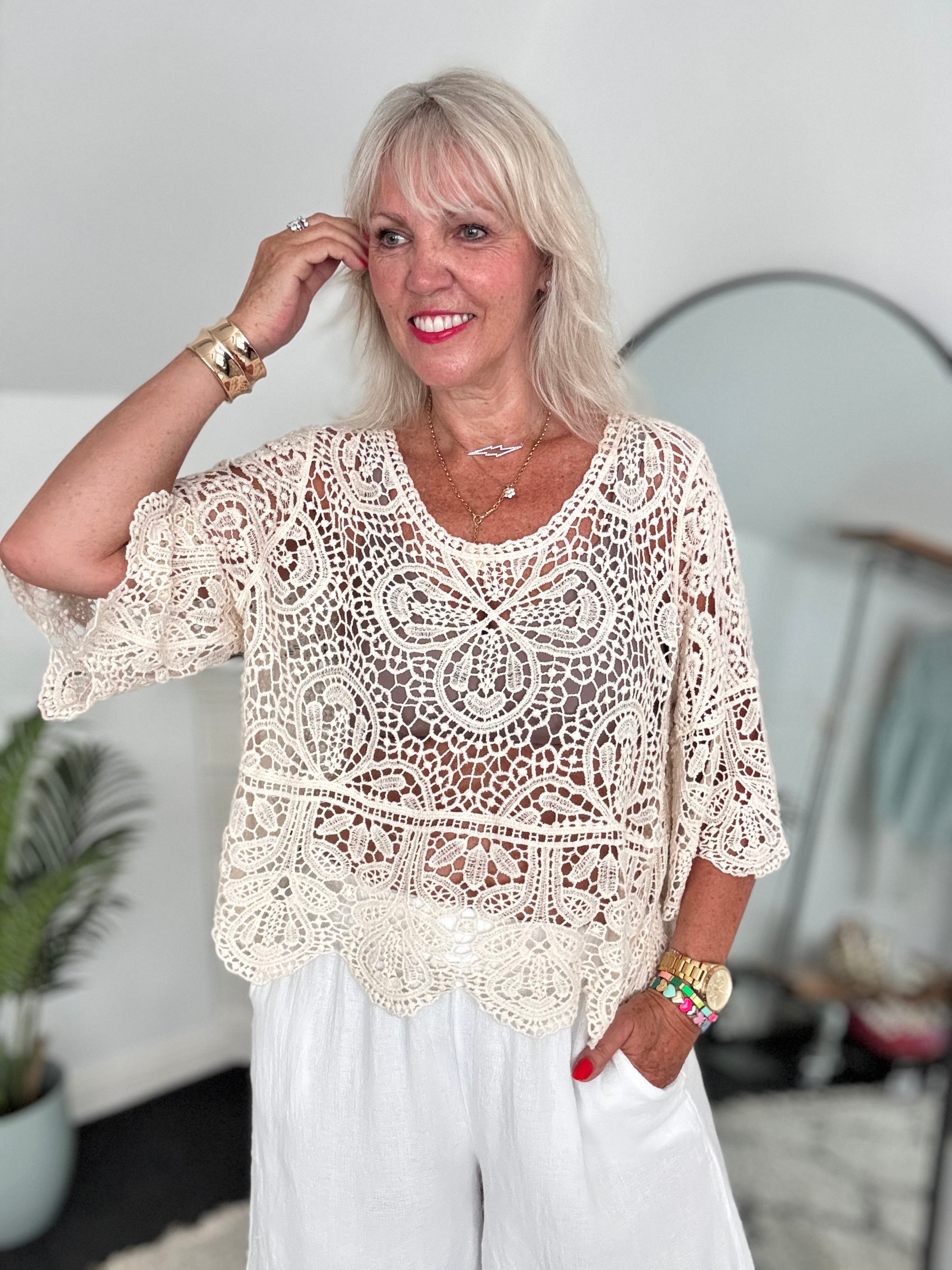 Crochet Top in Ecru