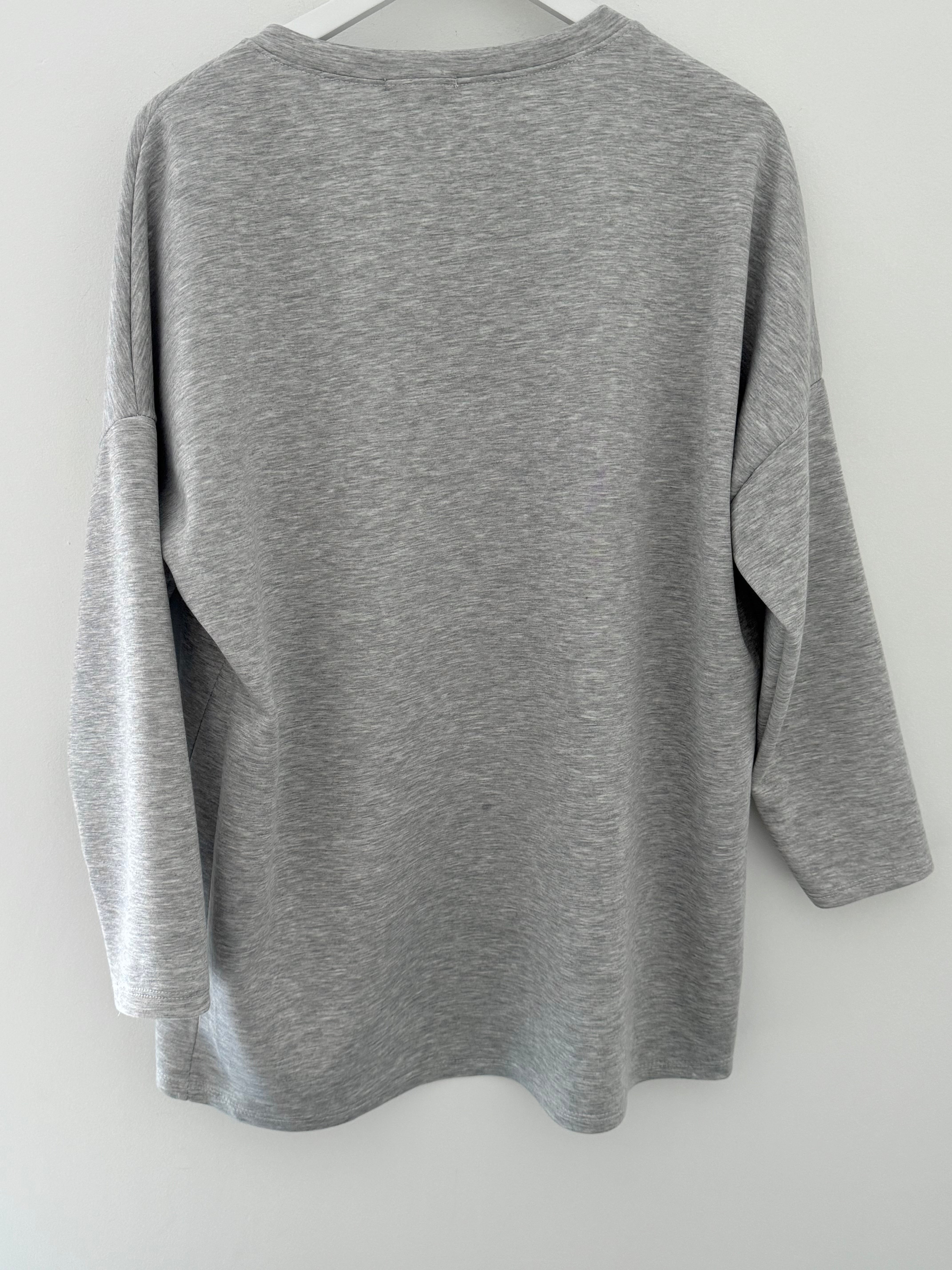 Leopard Heart Sweatshirt in Marl Grey