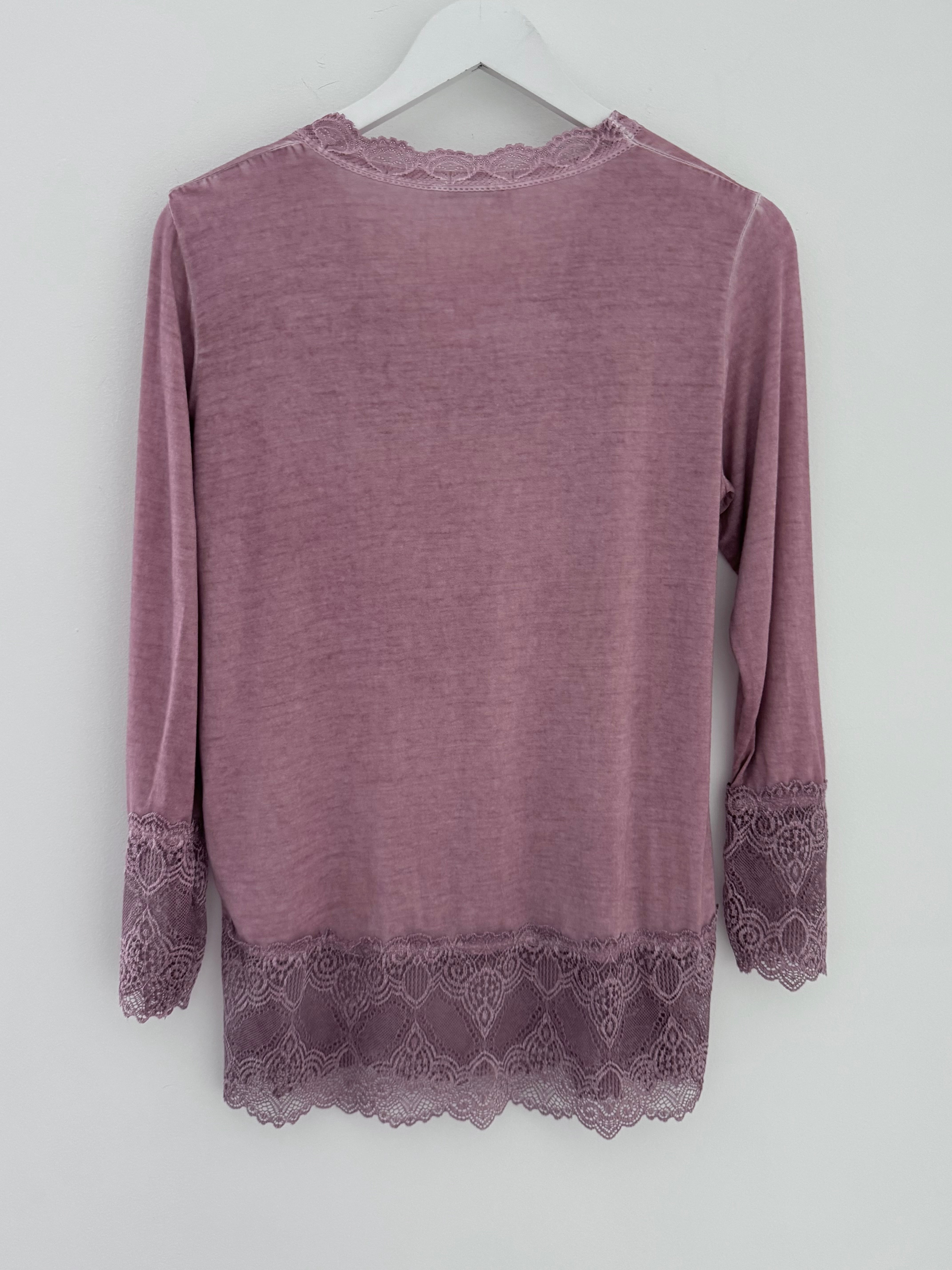 Luxe Base Top with Lace Trim in Deep Dusky Pink