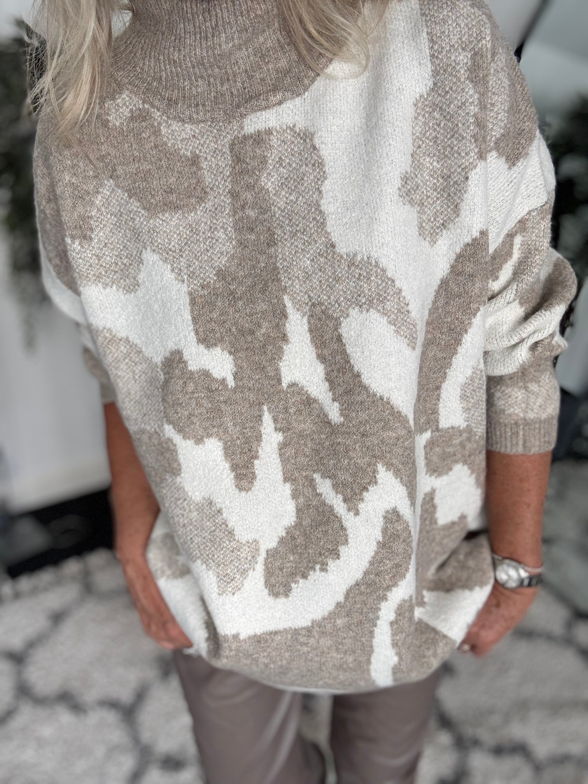 Luxe Jumper in Mocha & Ecru Camo