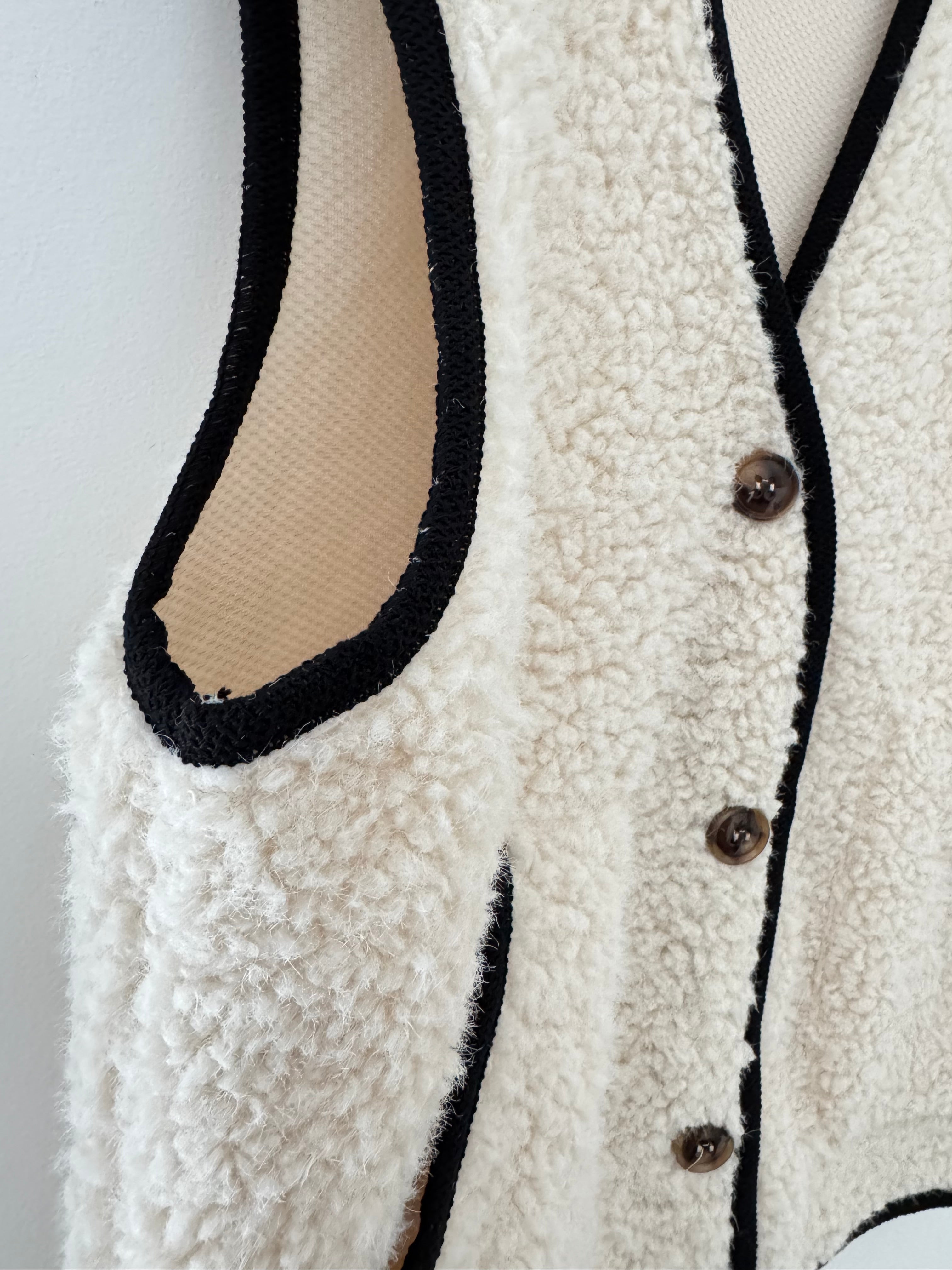 Sheepskin Borg Gilet with Black Trim