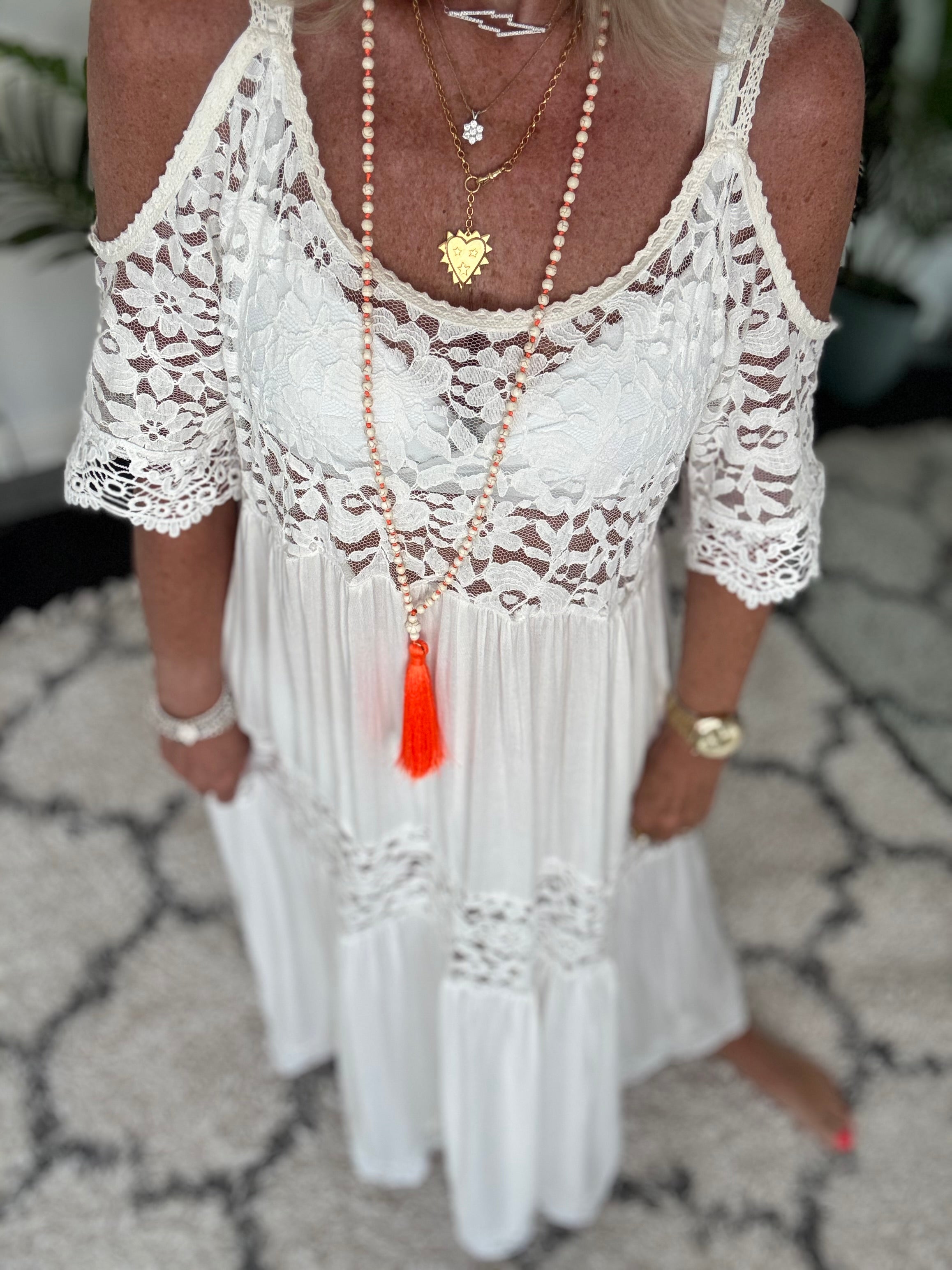 Cotton & Lace Beach Dress in White | The Meek Boutique Cotton & Lace Beach Dress in White | The Meek Boutique