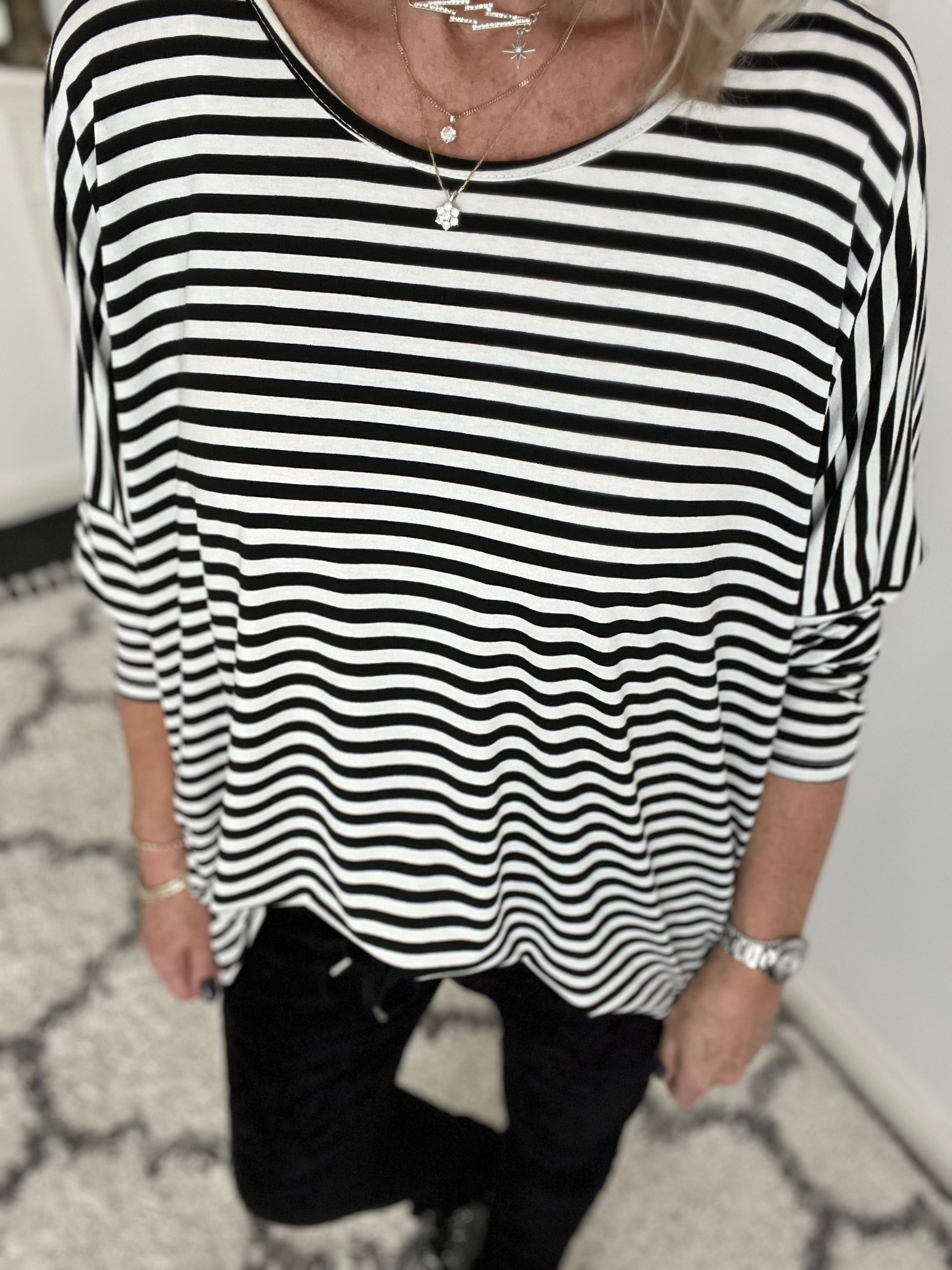 Oversized Stripe Top in Black & White