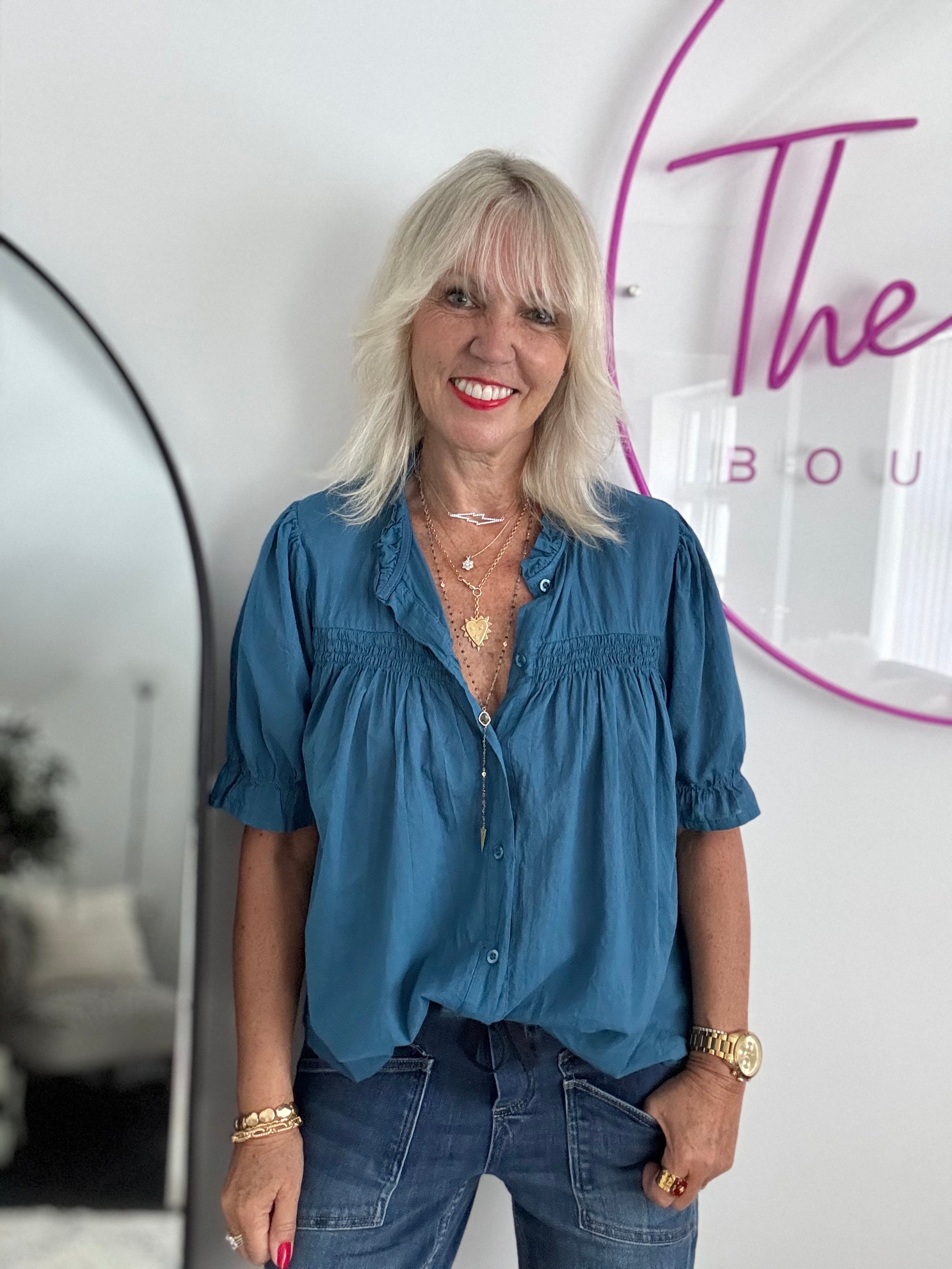 Lawn Cotton Shirt in Teal