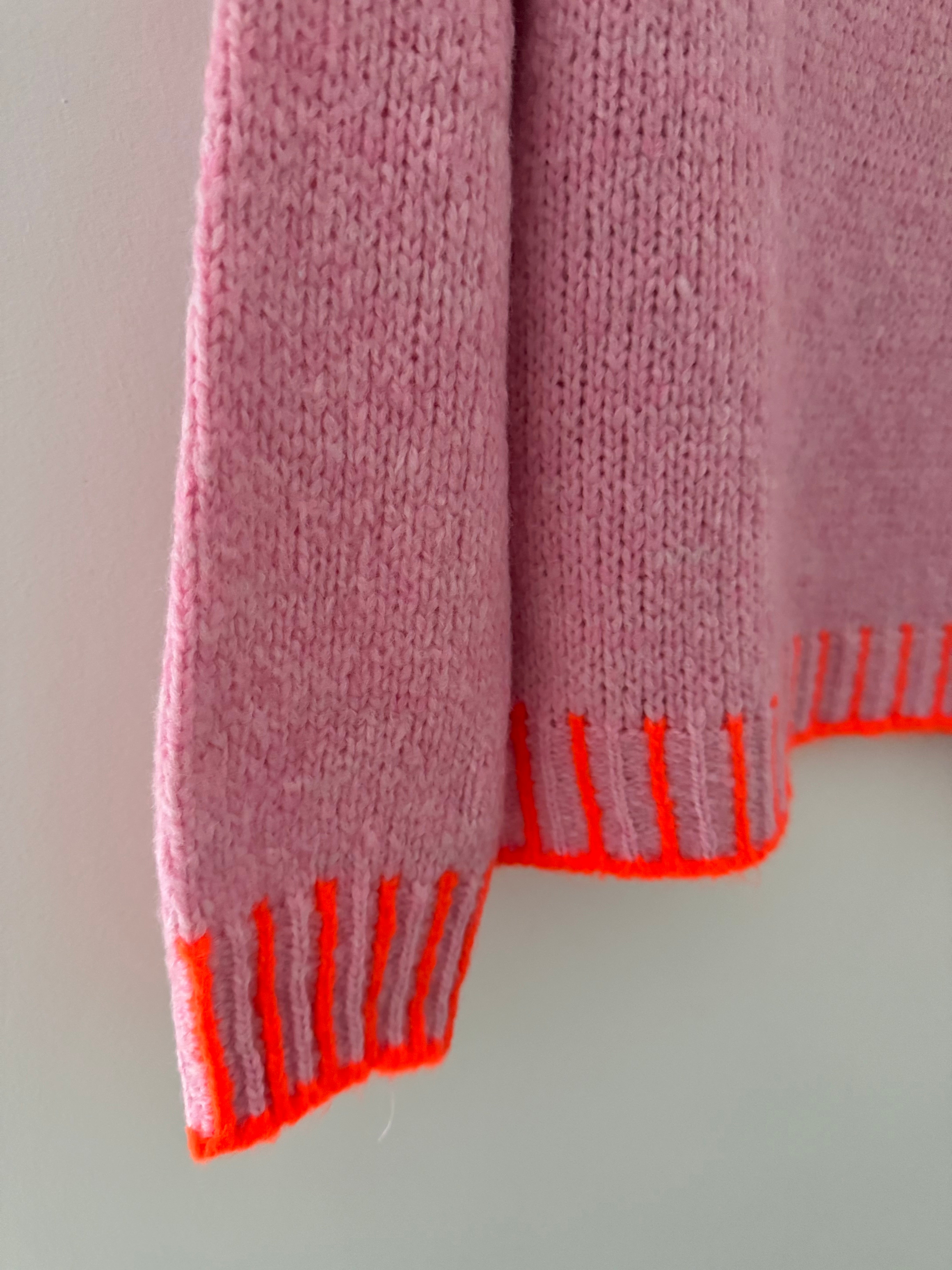 Stunning Funnel Neck Jumper in Pink & Orange