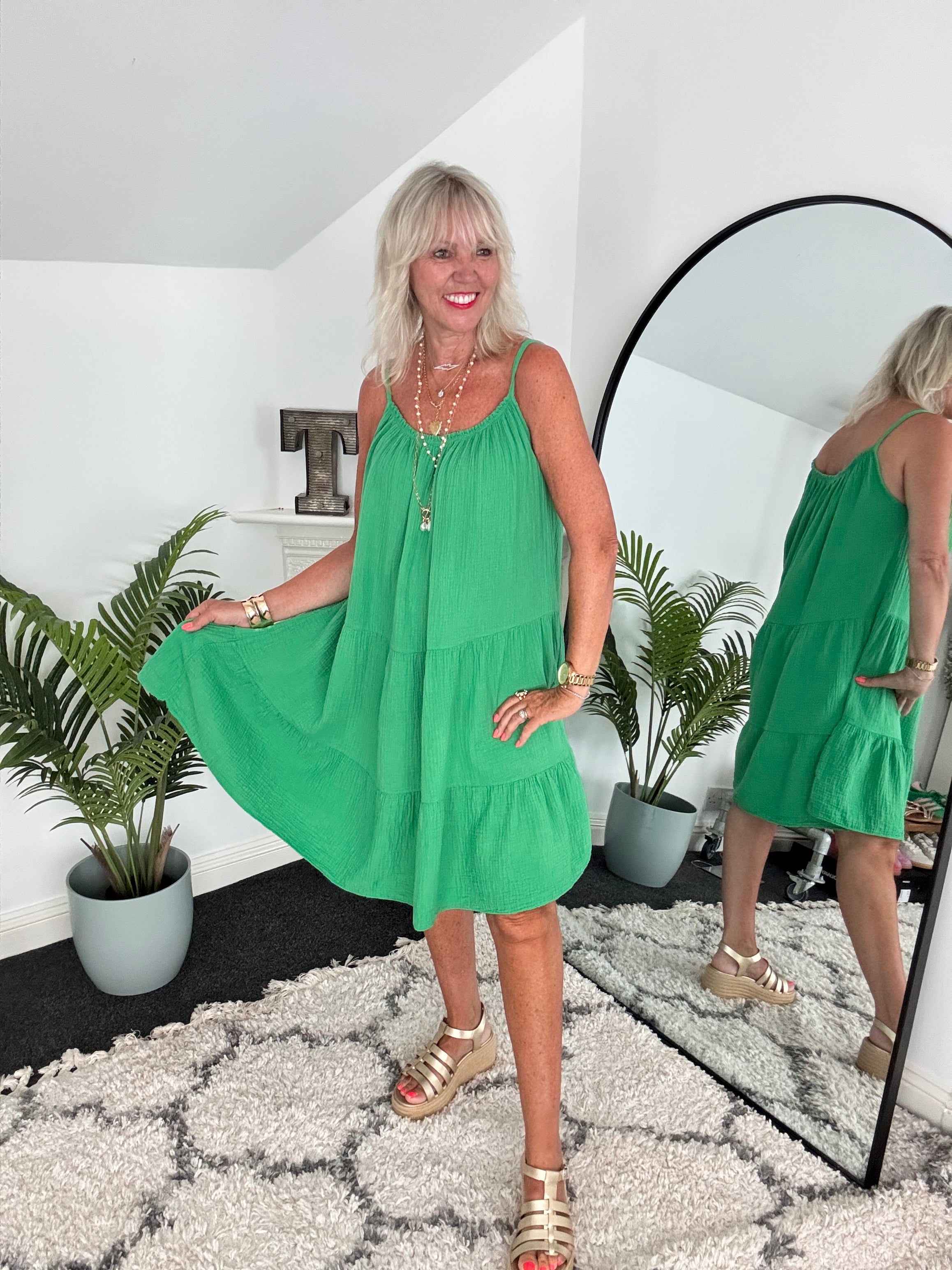 Cheesecloth Dress in Emerald