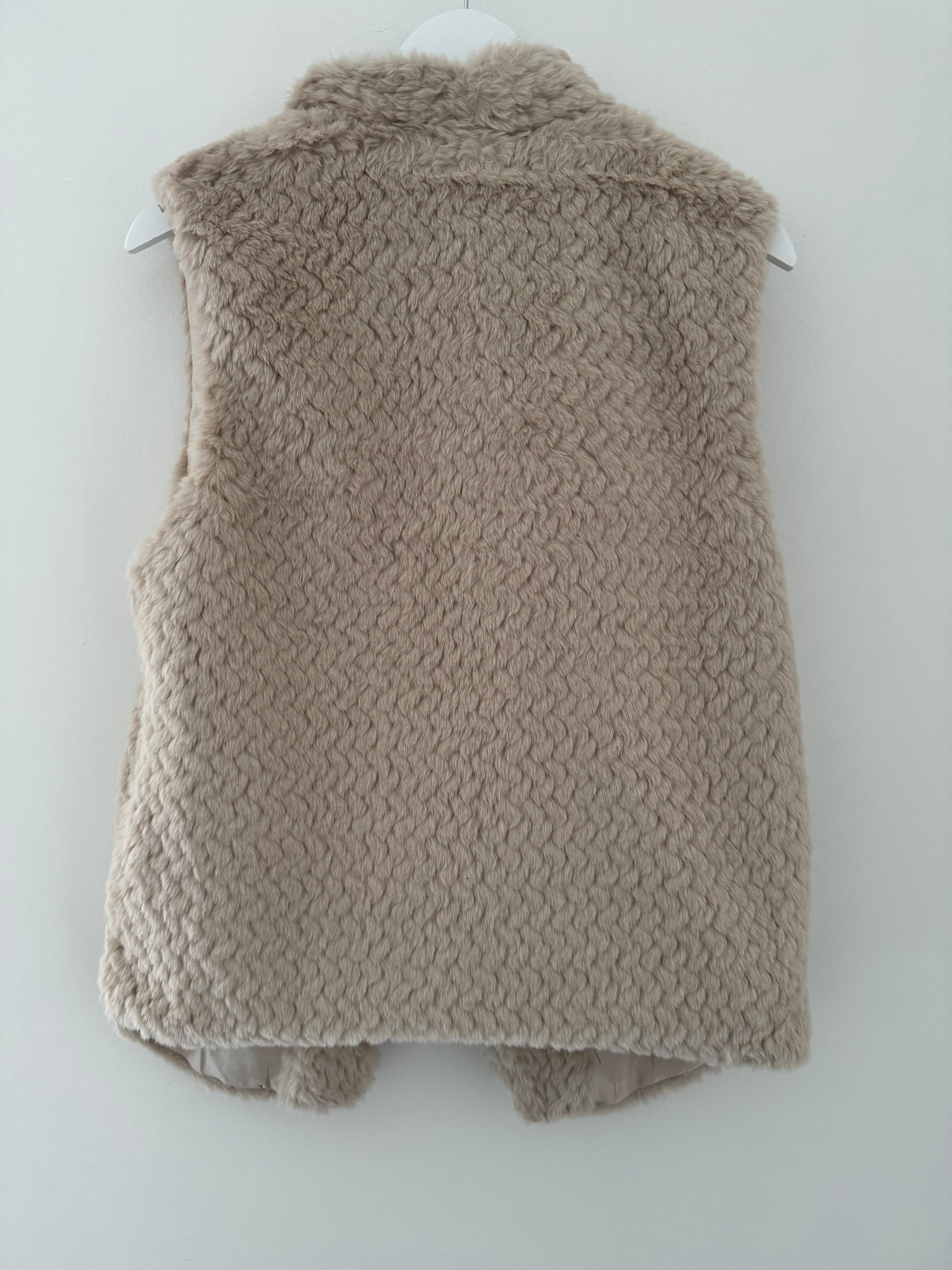 Faux Fur Gilet in Soft Caramel