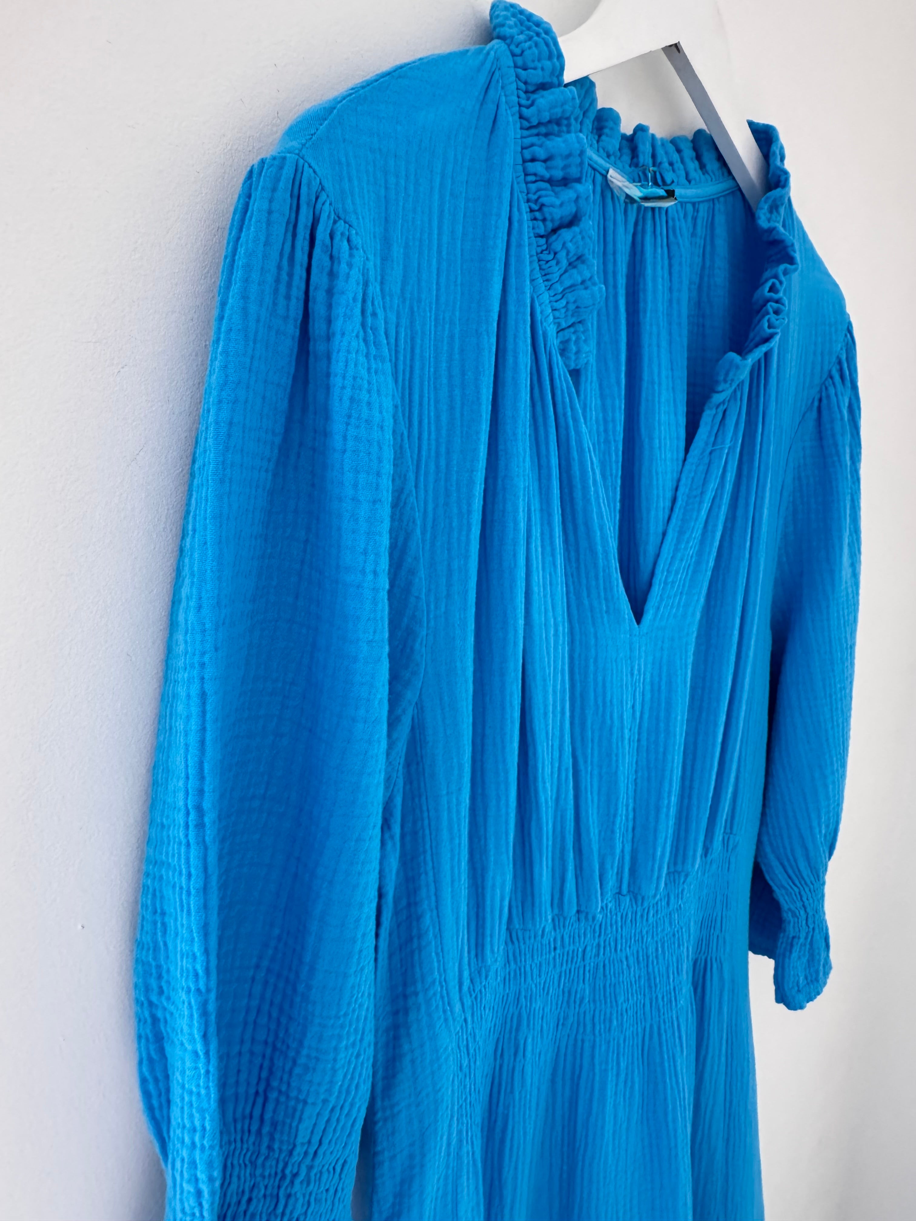 Cheesecloth Midi Dress in Azure Blue