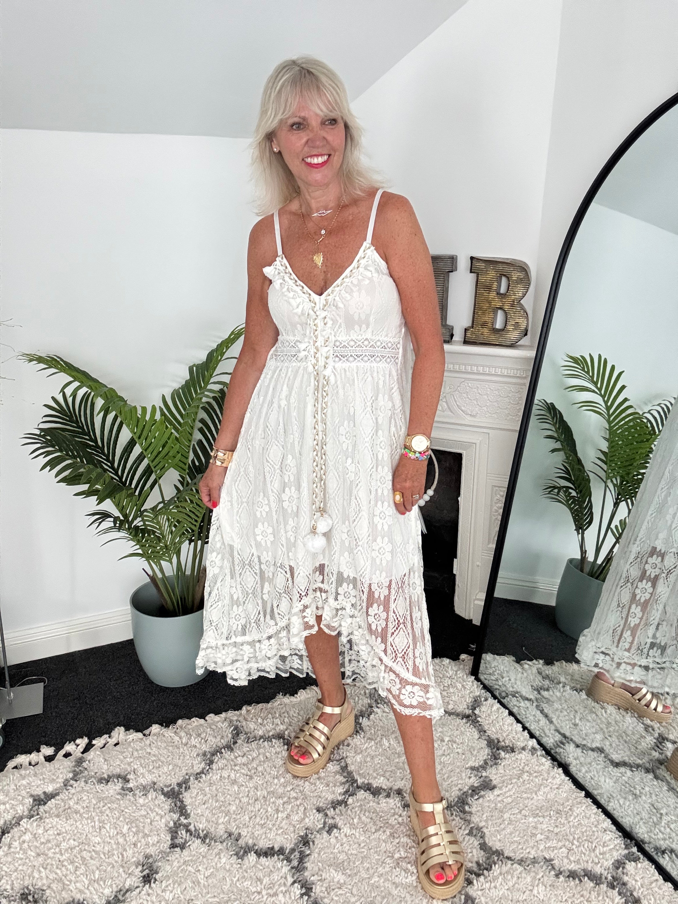 Summer Tassel Dress in Ivory