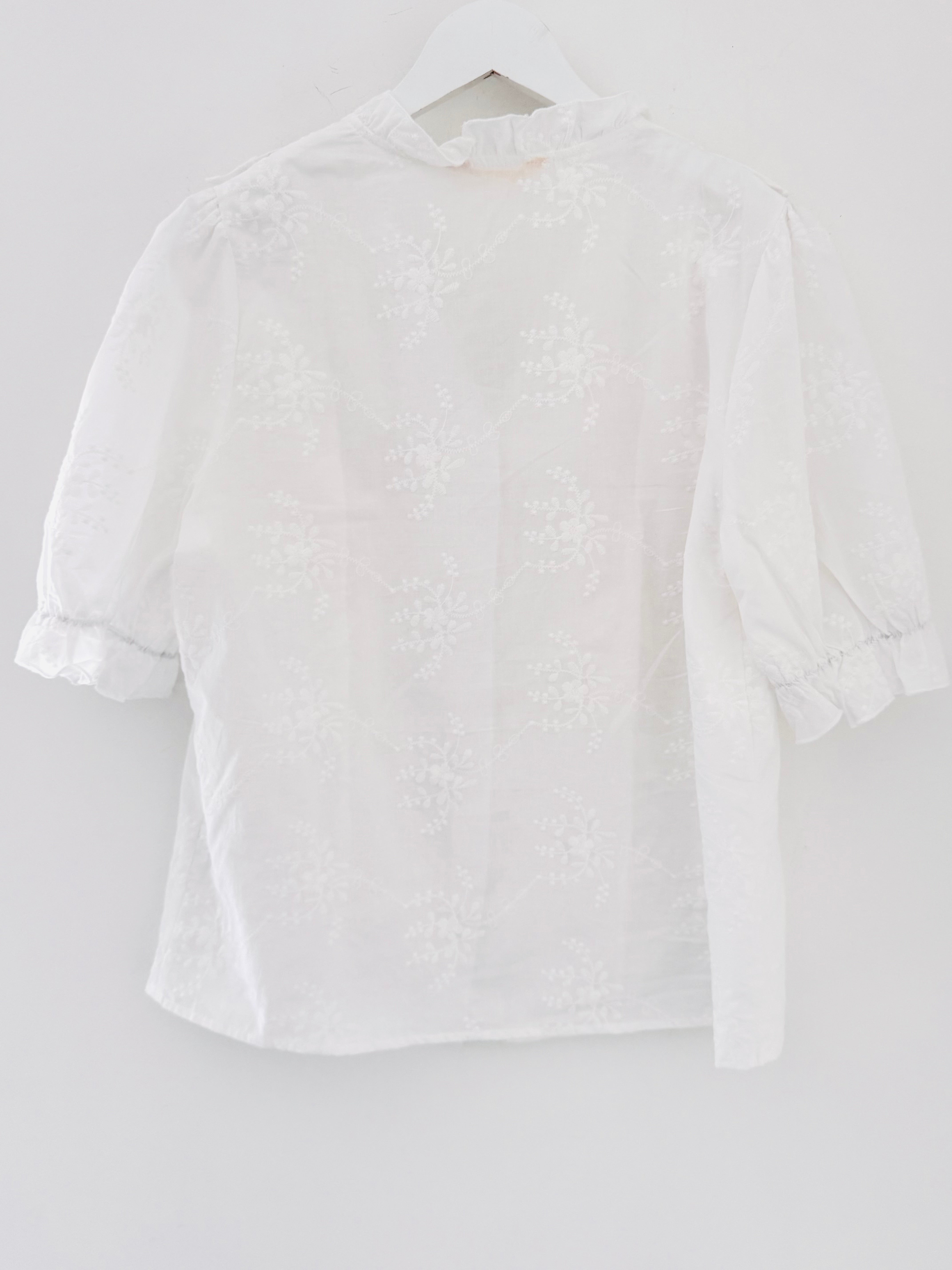 Embroidered Button Shirt in White