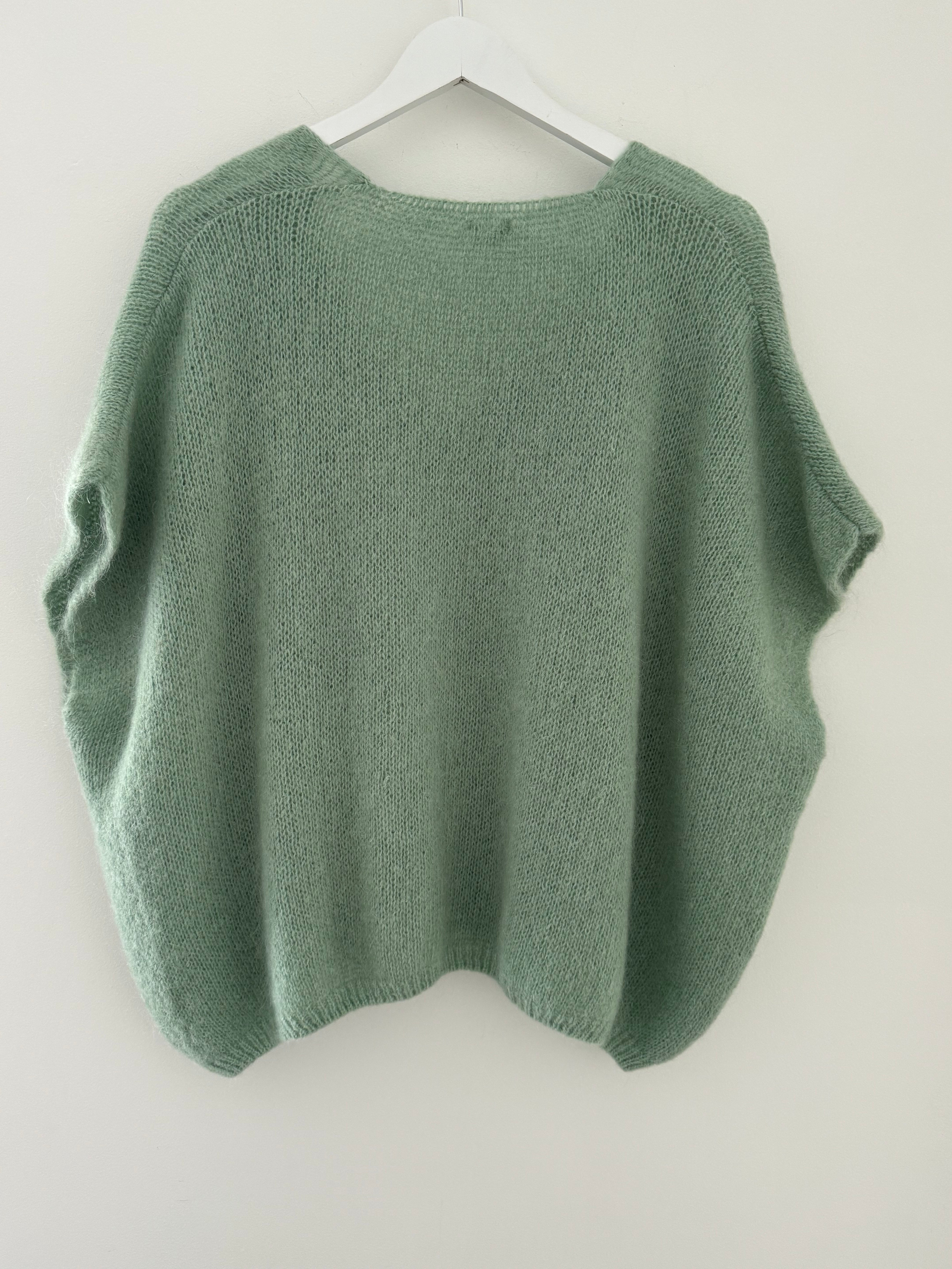 Mohair V Neck Tank in Sage