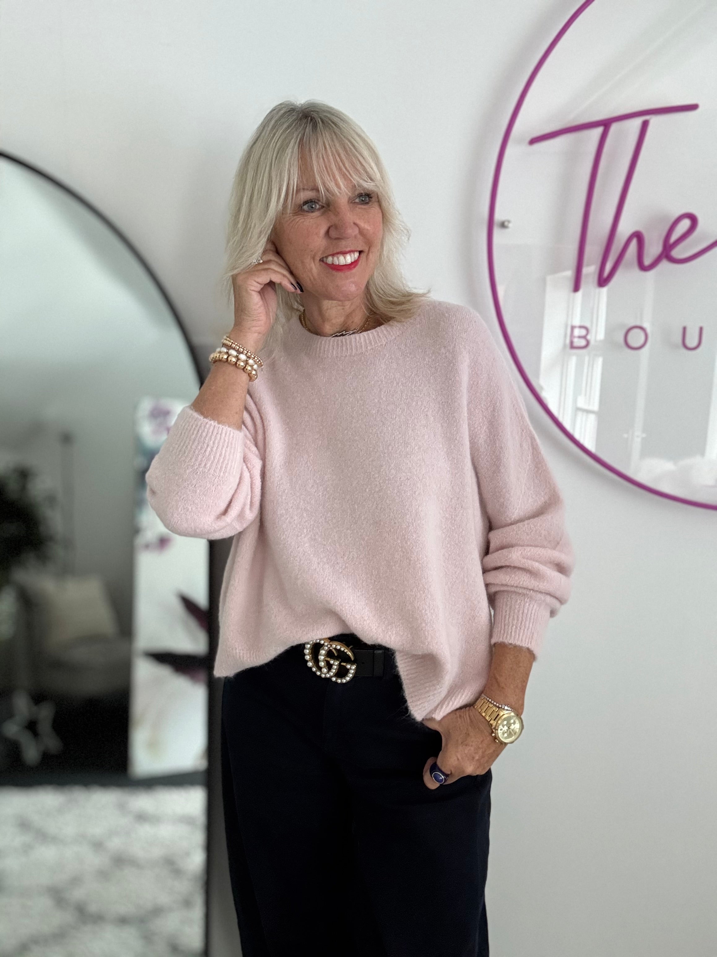 Luxe Slouchy Alpaca Jumper in Soft Pink