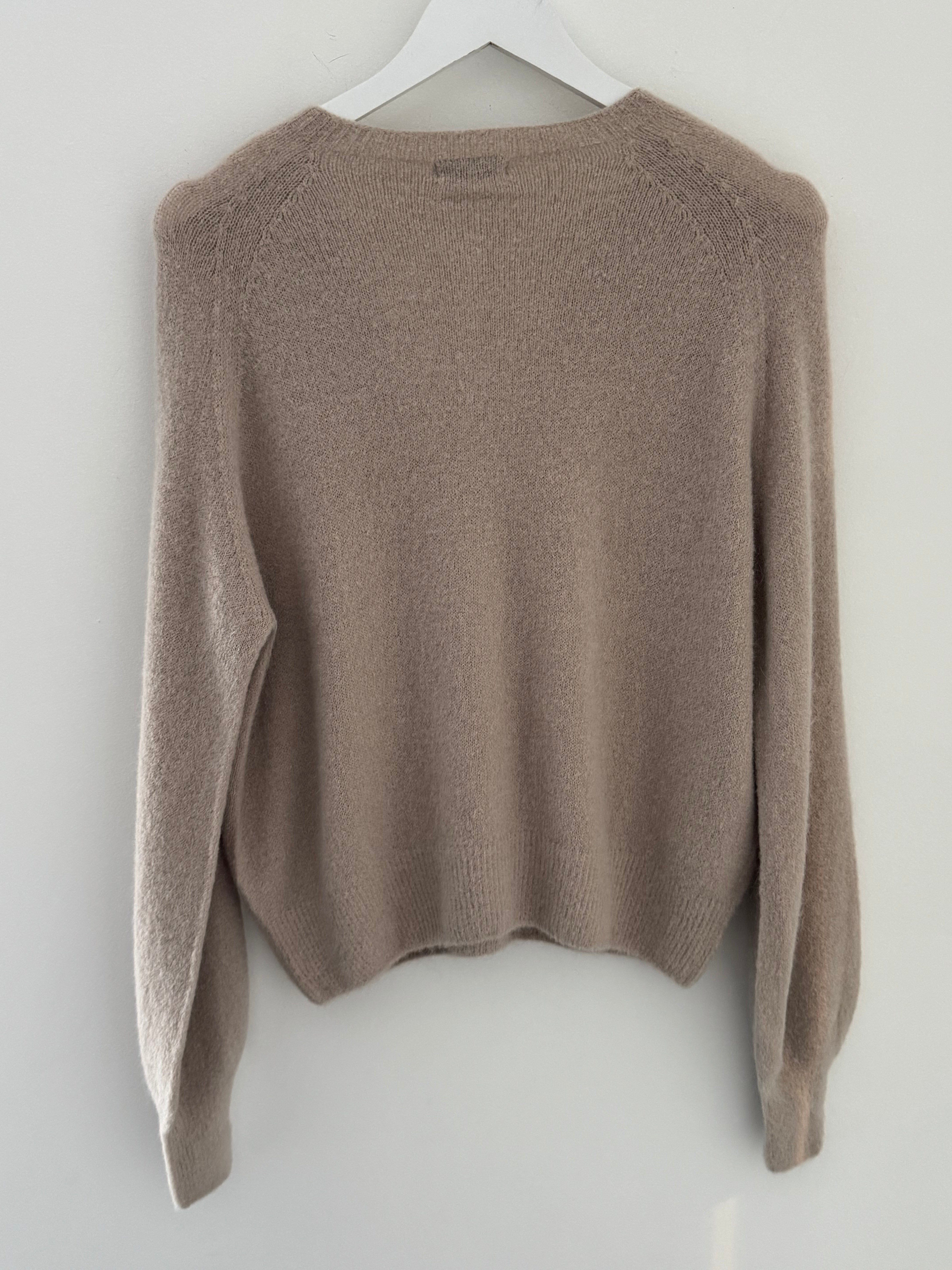 Softie Jumper with Button Neck in Stone