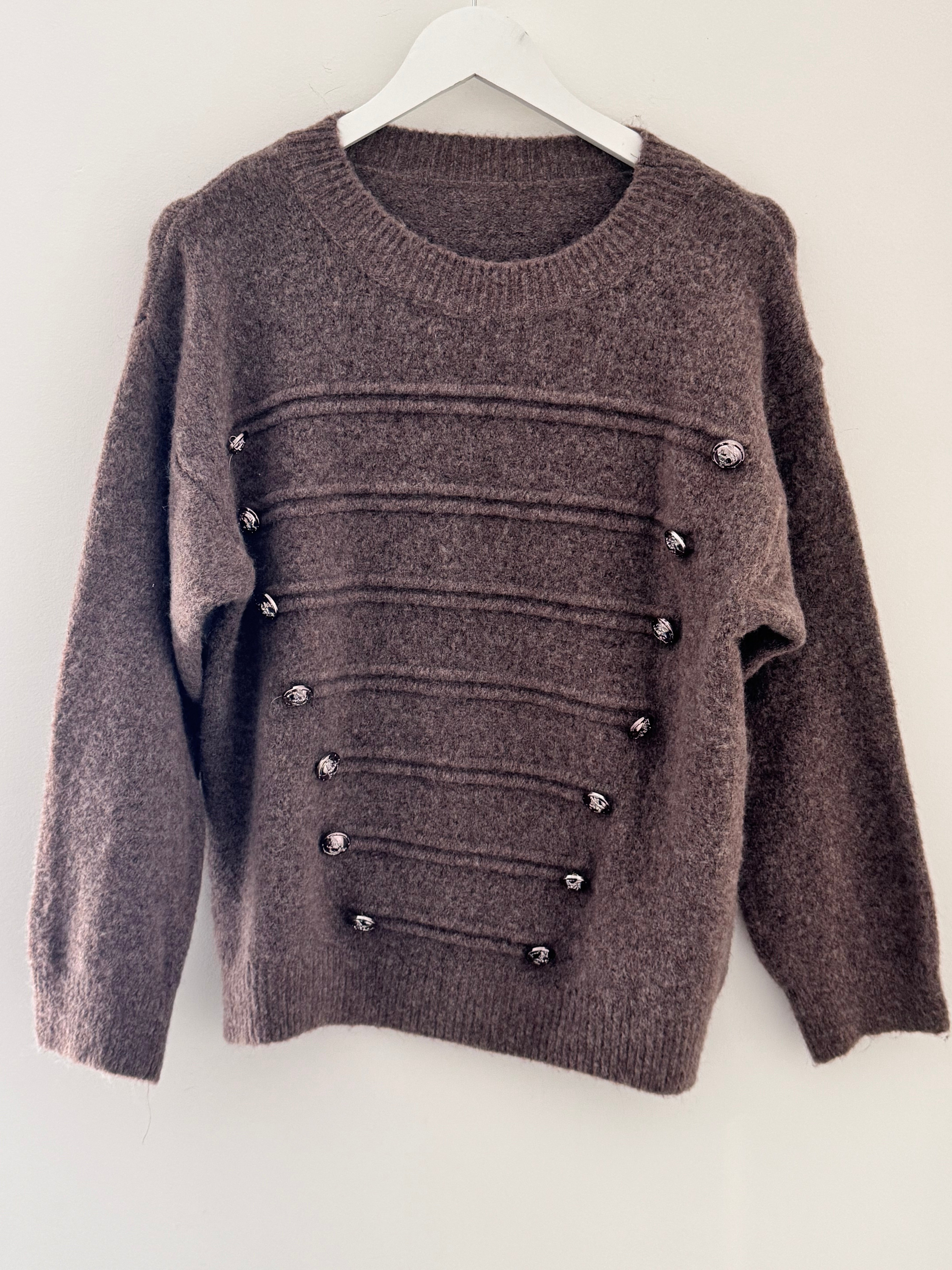Soft Military Jumper in Mocha