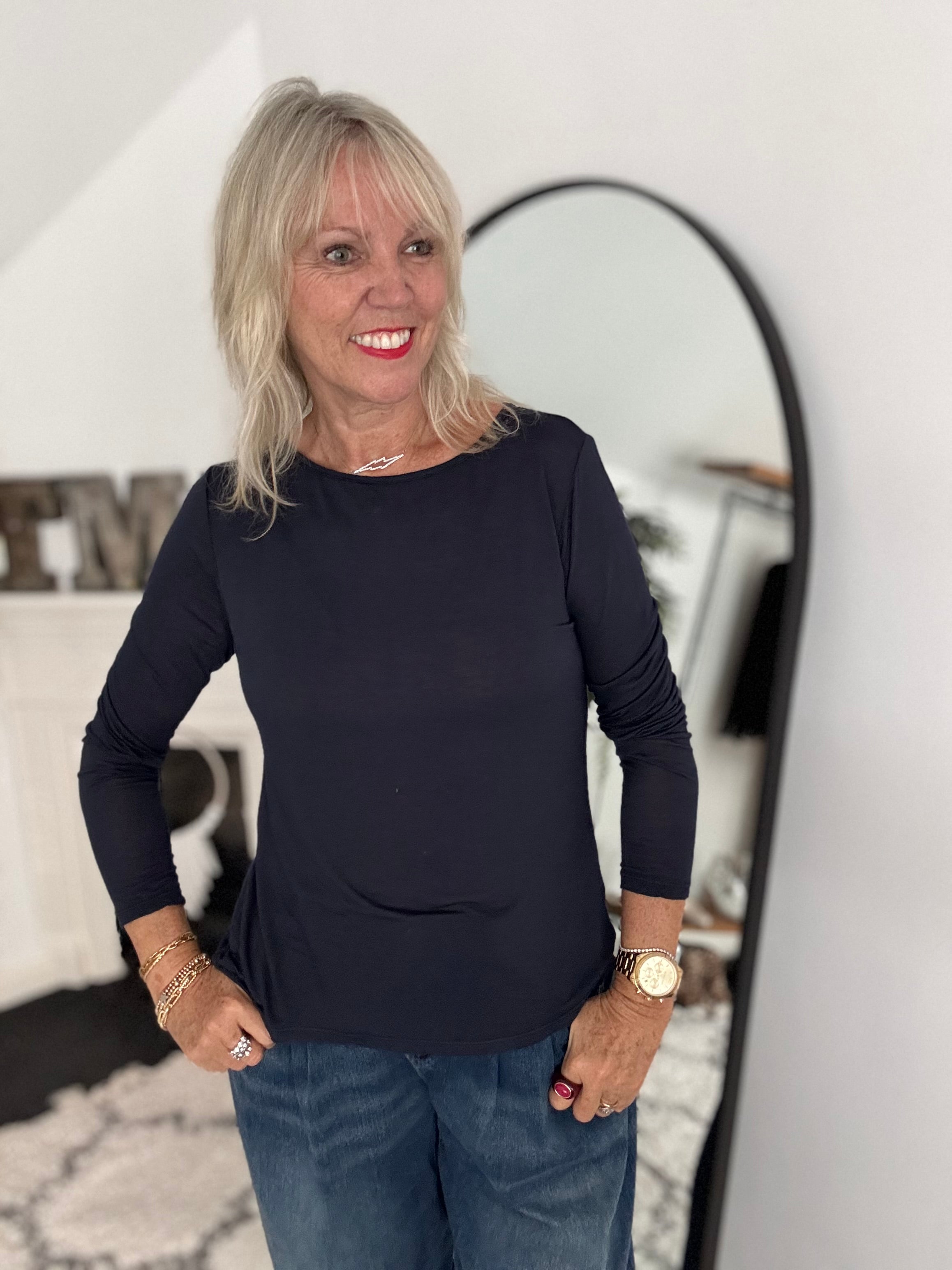 Ultrasoft Cashmere Blend Base Layer in Navy
