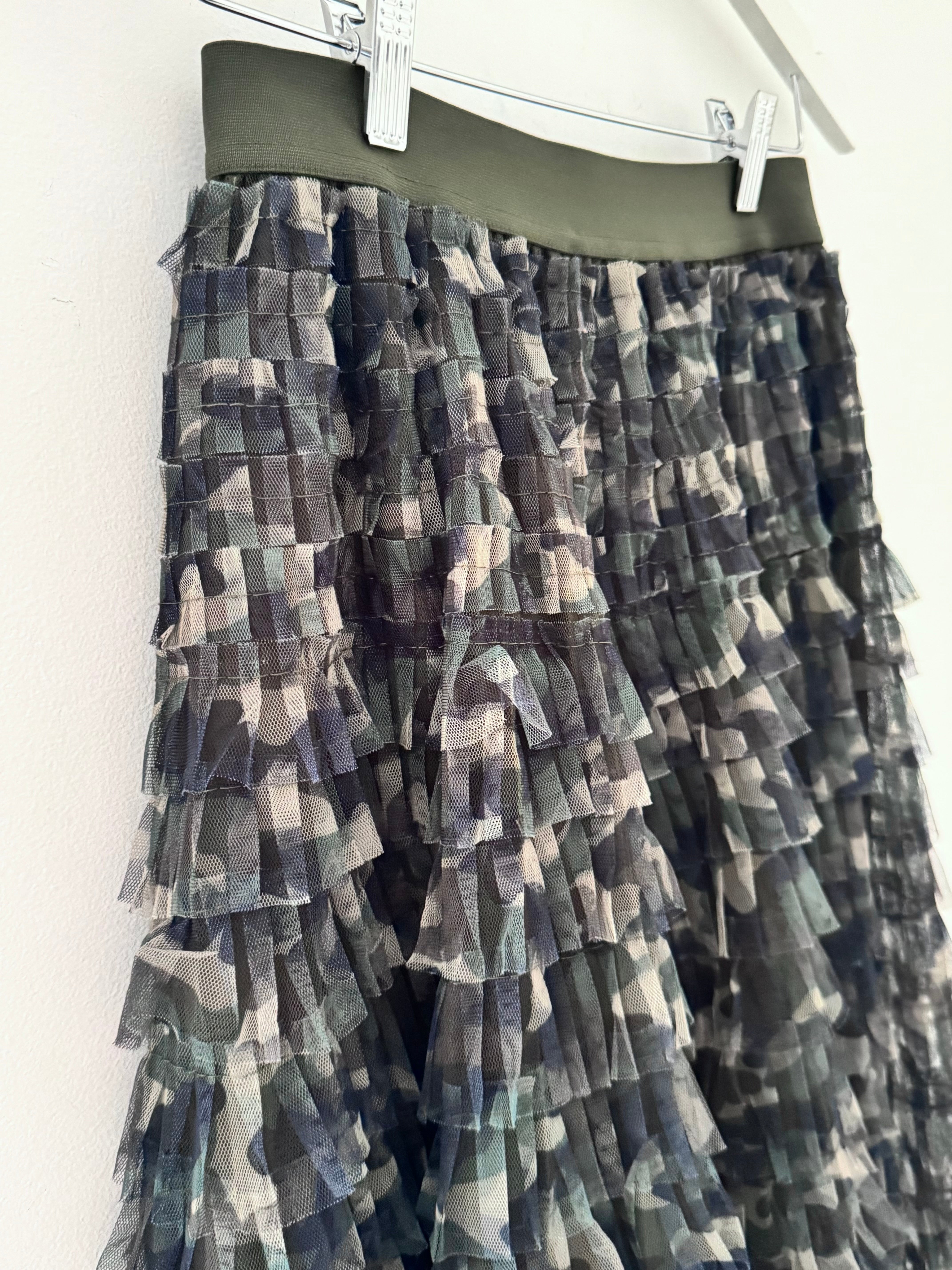 Camo Tulle Midi Skirt