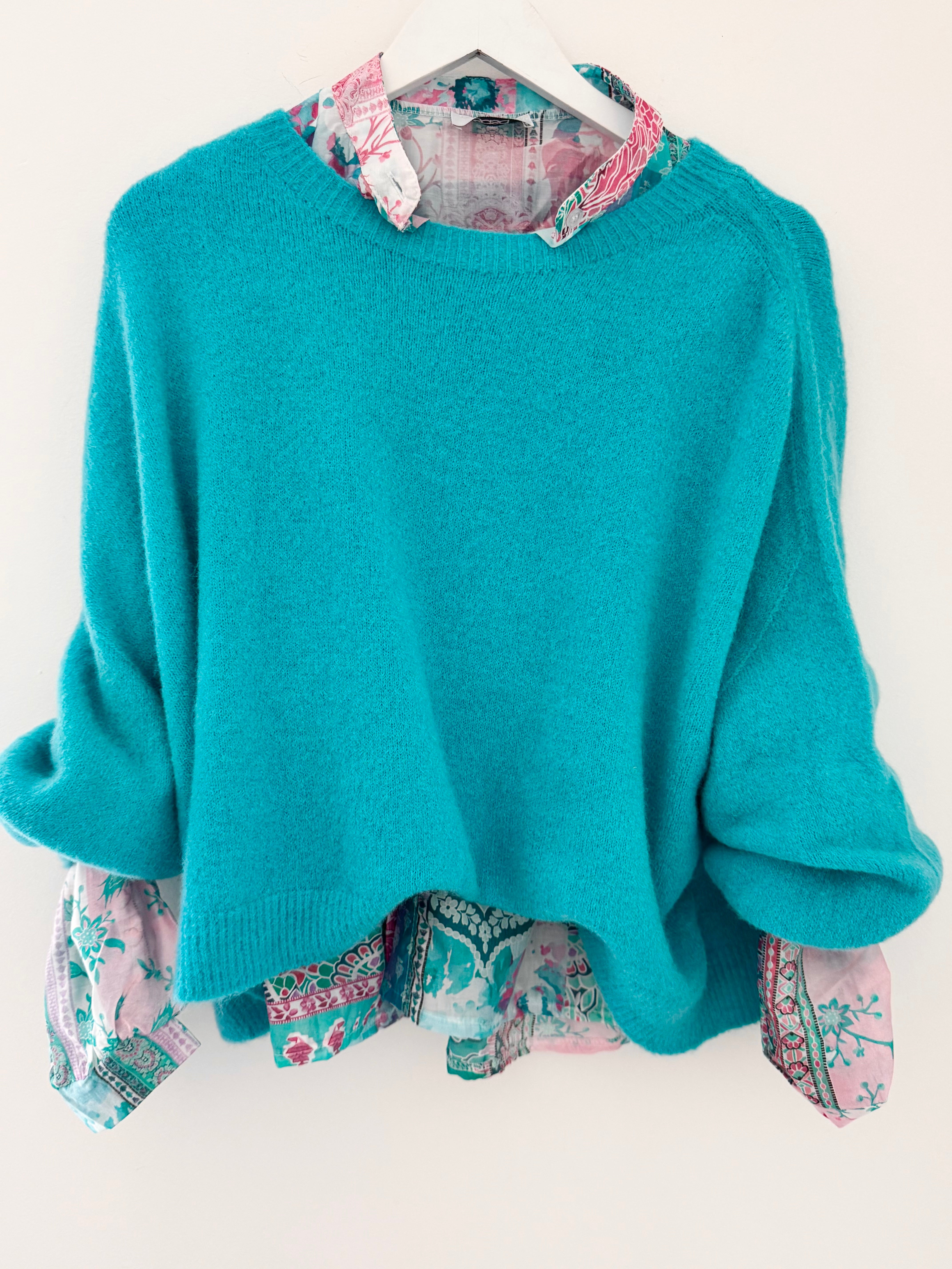 Luxe Slouchy Alpaca Jumper in Teal