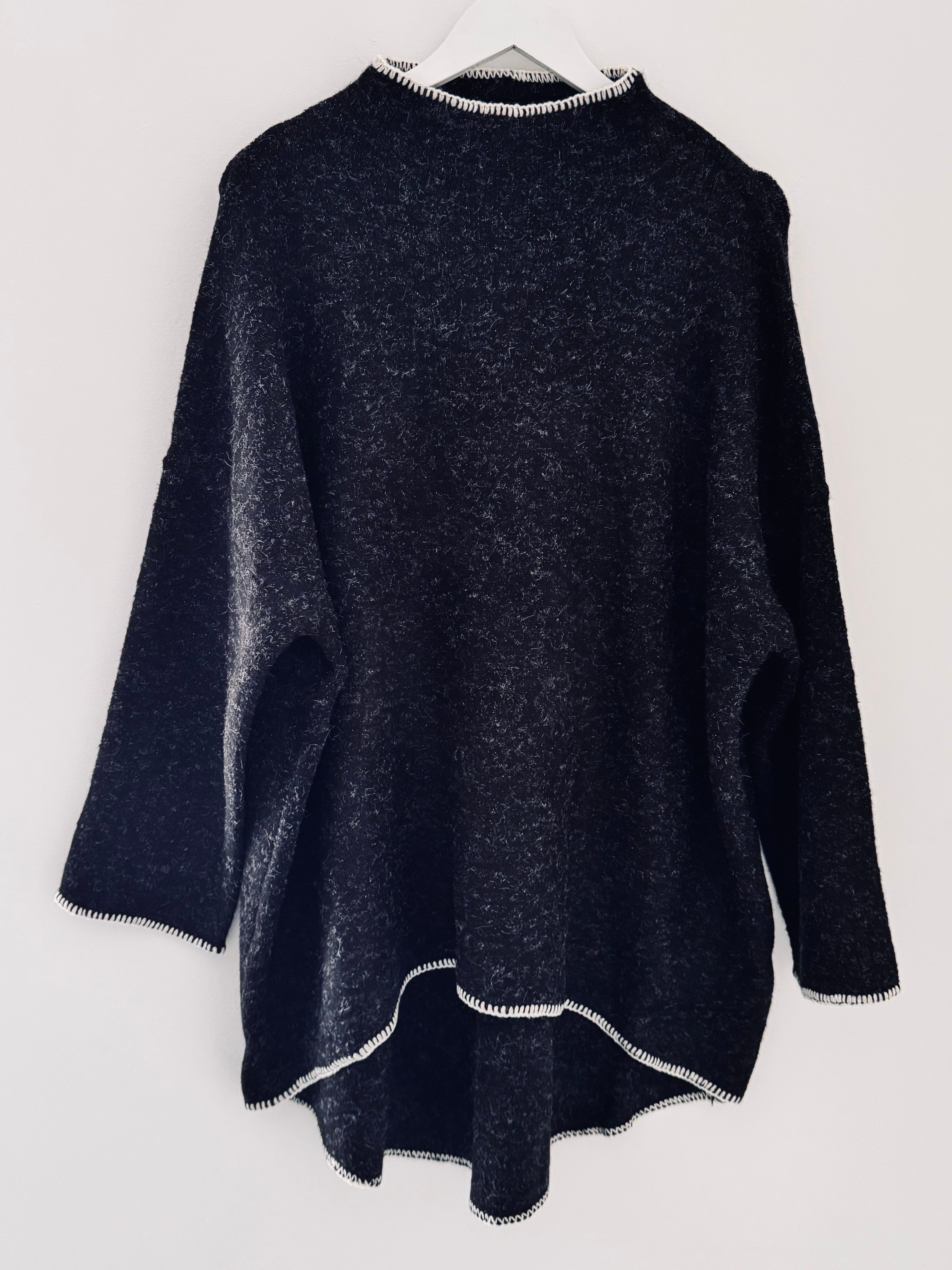 Blanket Stitch Jumper in Charcoal