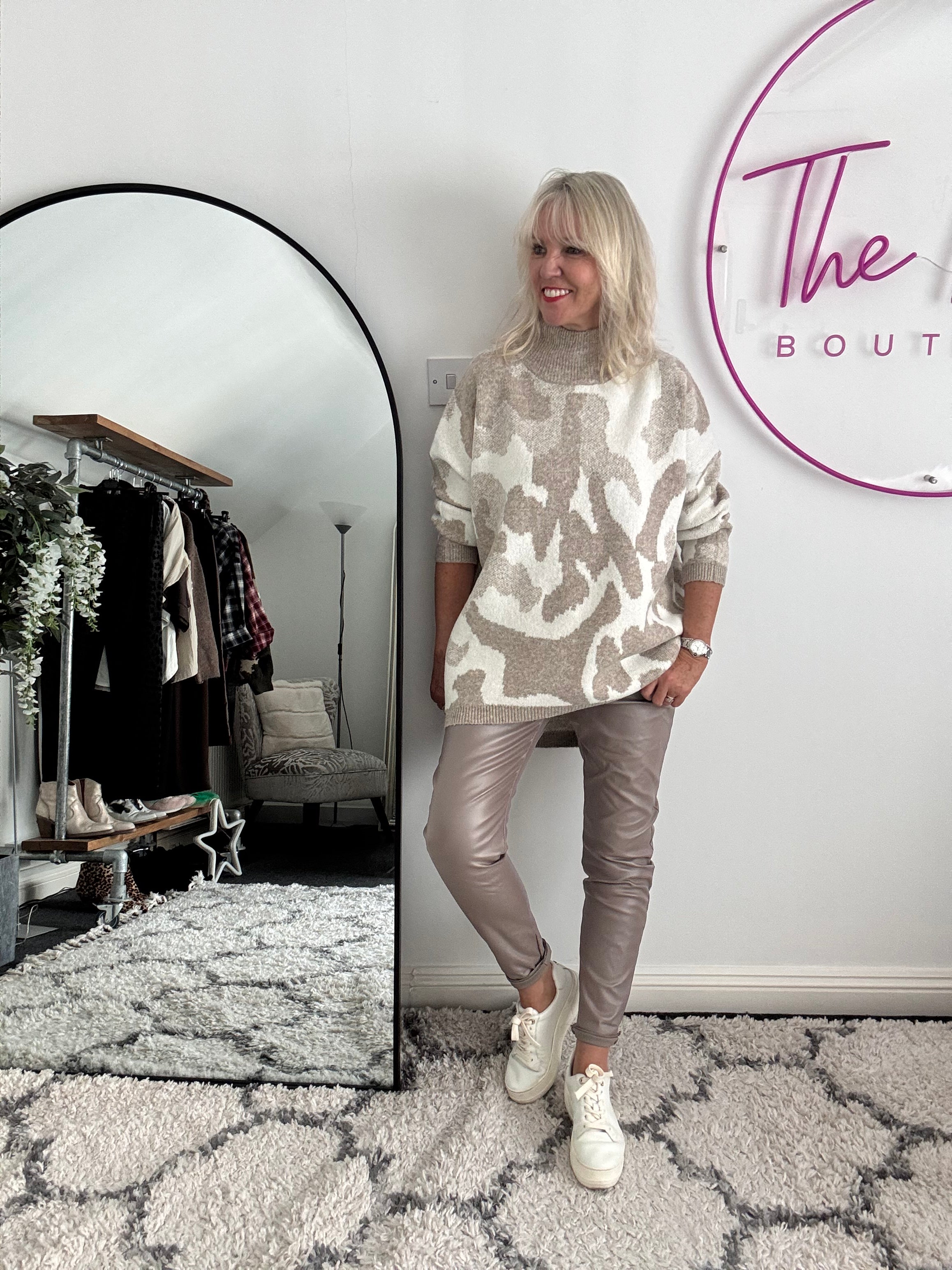 Luxe Jumper in Mocha & Ecru Camo