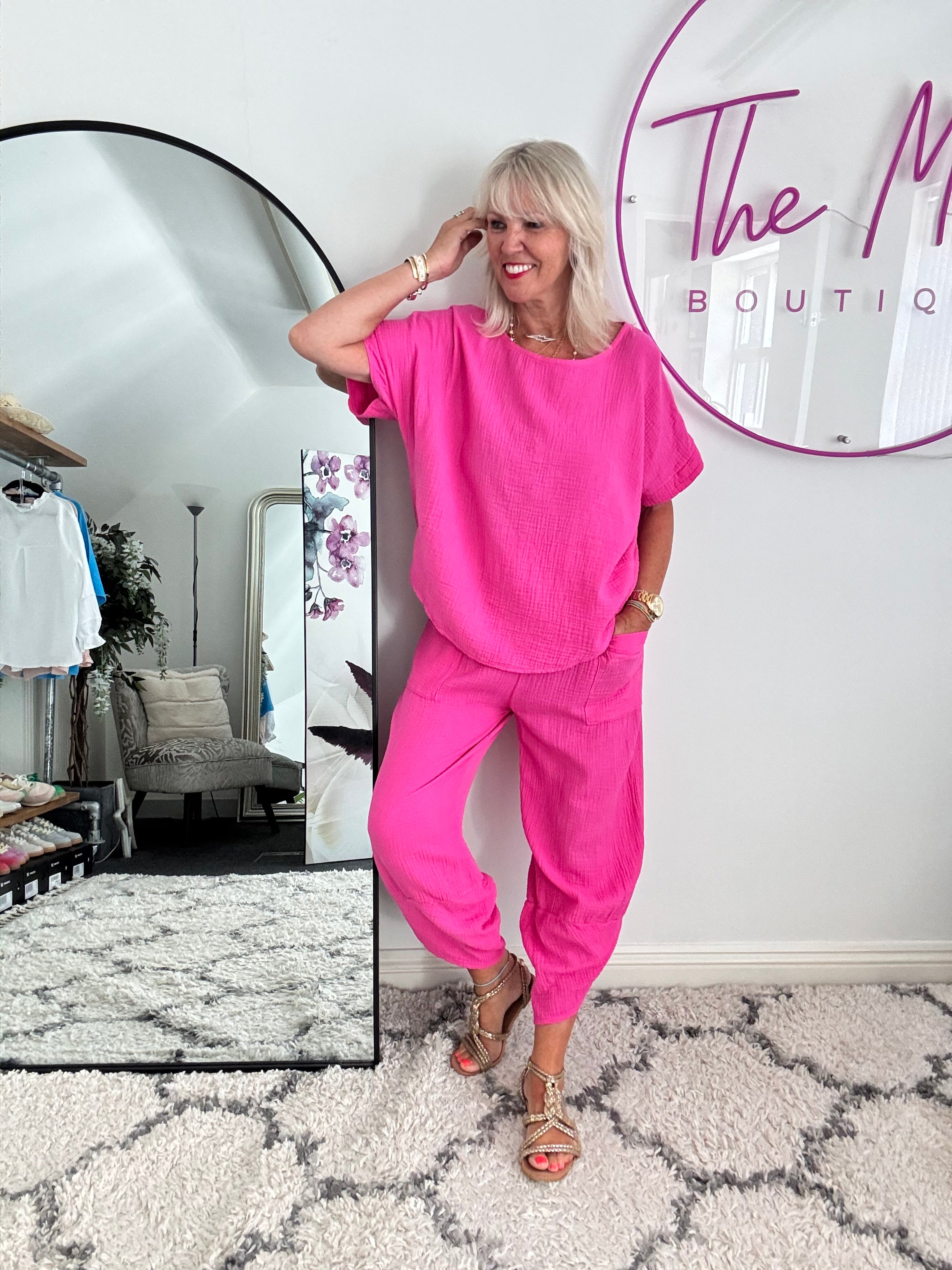 Cheesecloth Top in Fuchsia