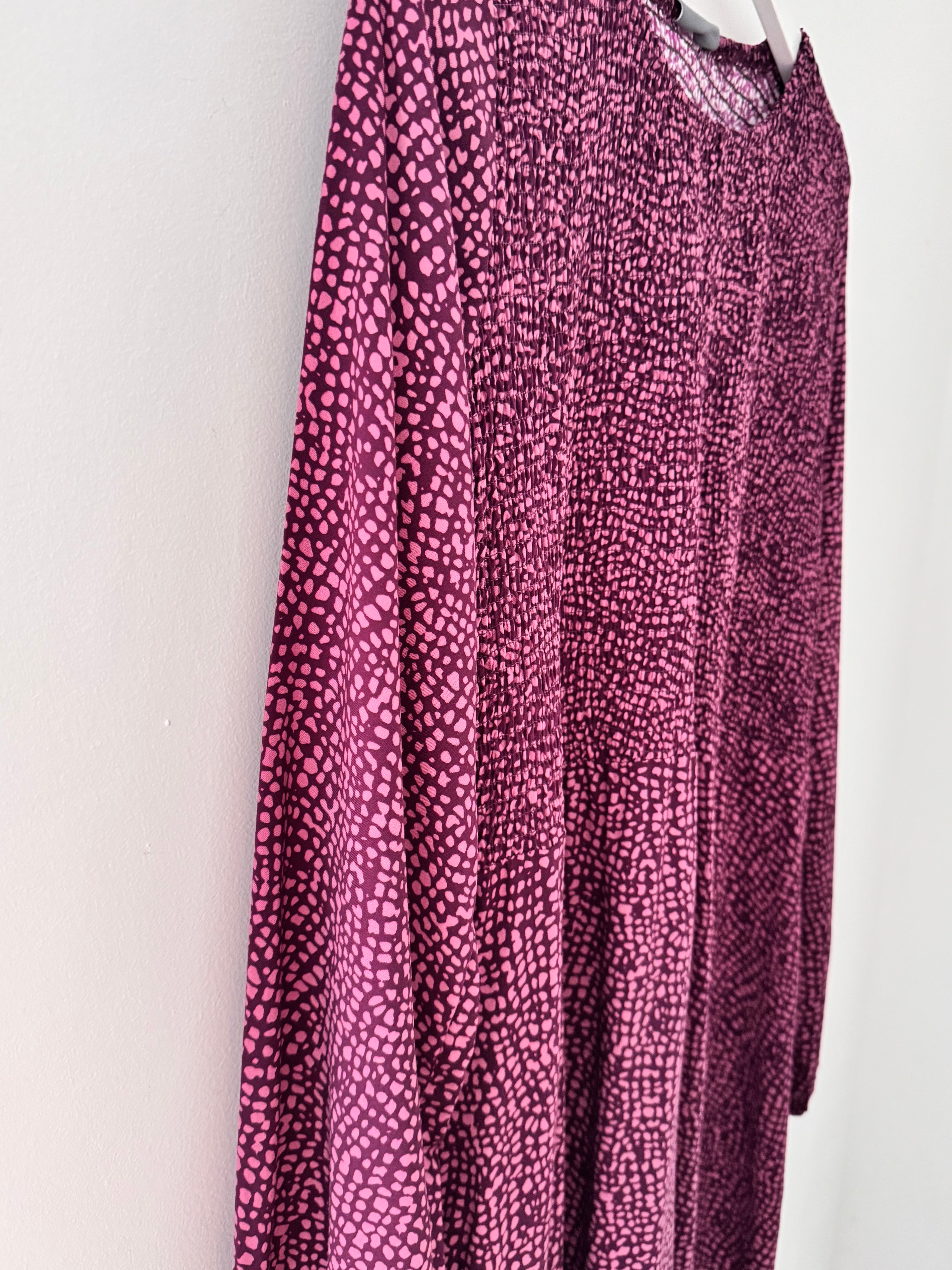 Shirred Dress in Plum