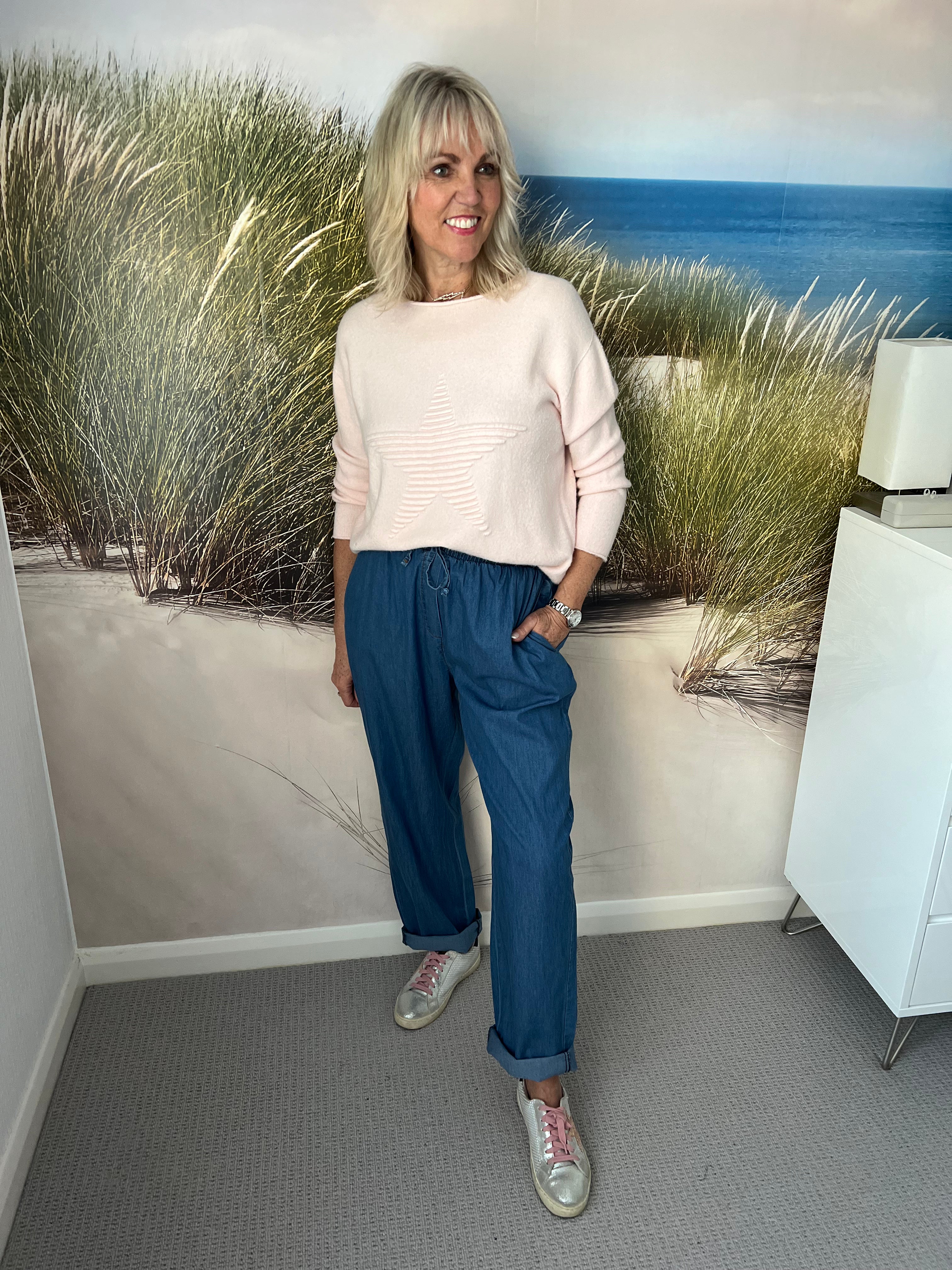 Wide leg 2024 chambray jeans