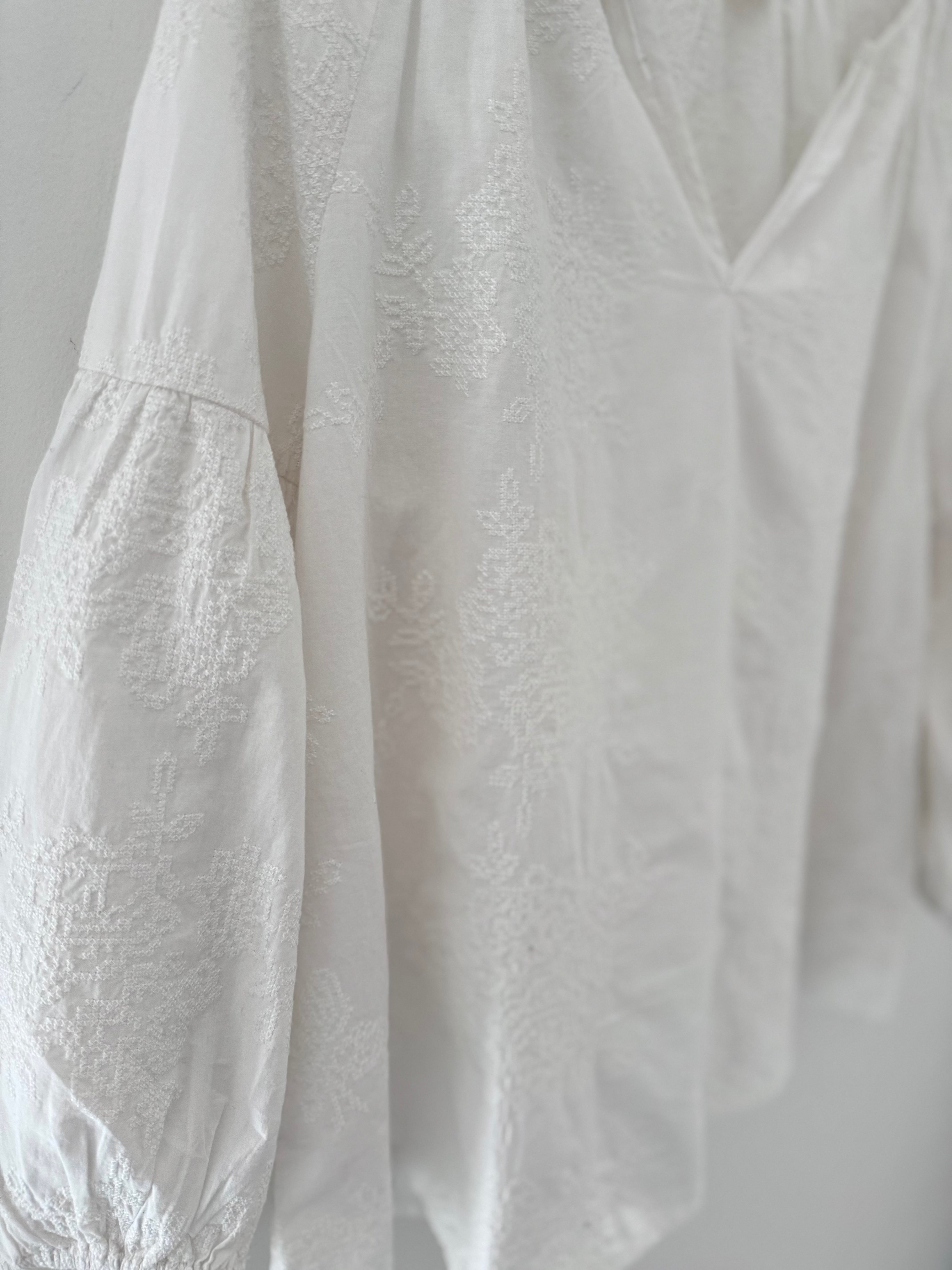 Luxe Embroidered Blouse in Ivory