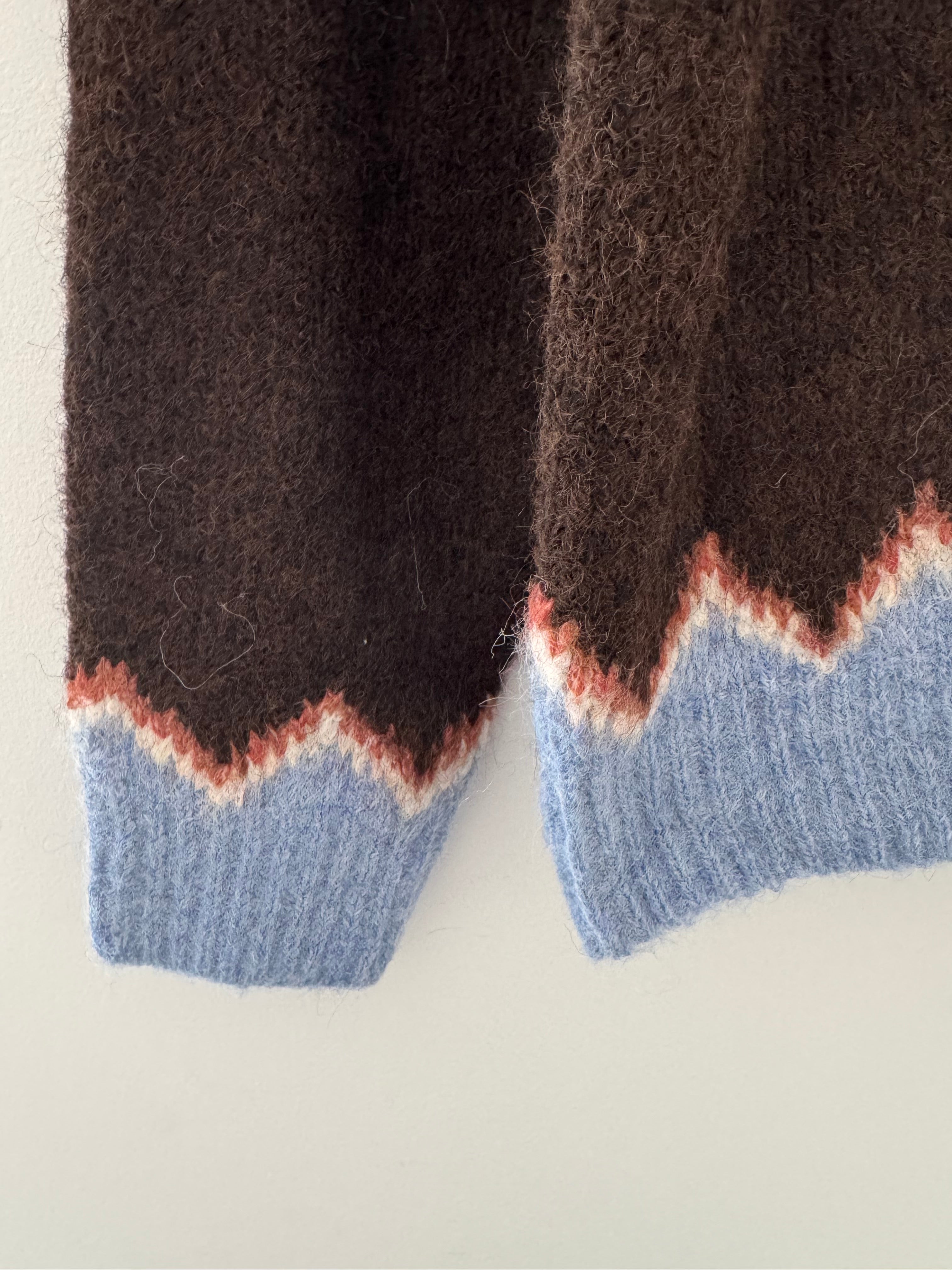 Fair Isle Cardi in Chocolate & Blue