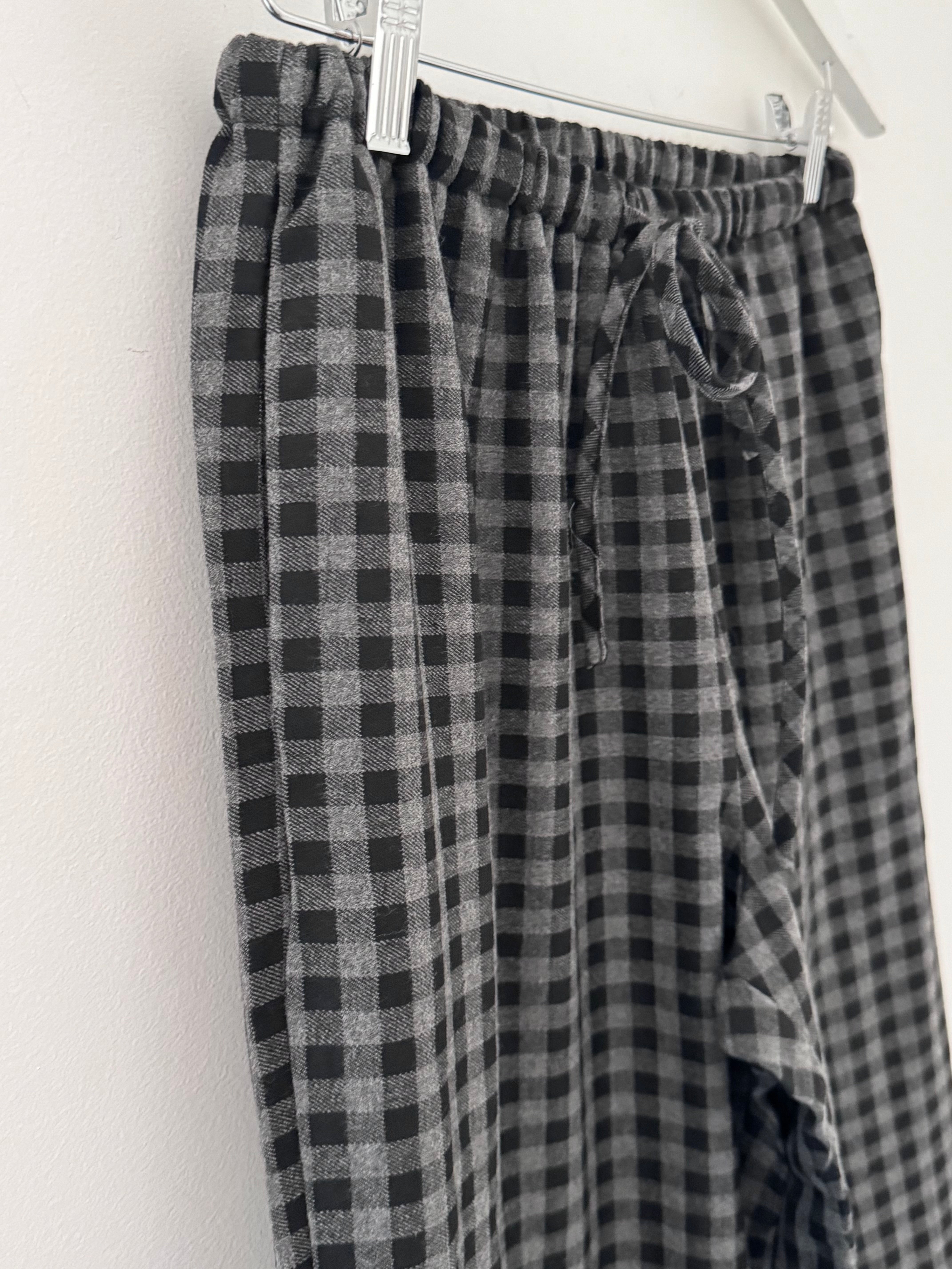 Check Flannel Trousers in Charcoal & Black