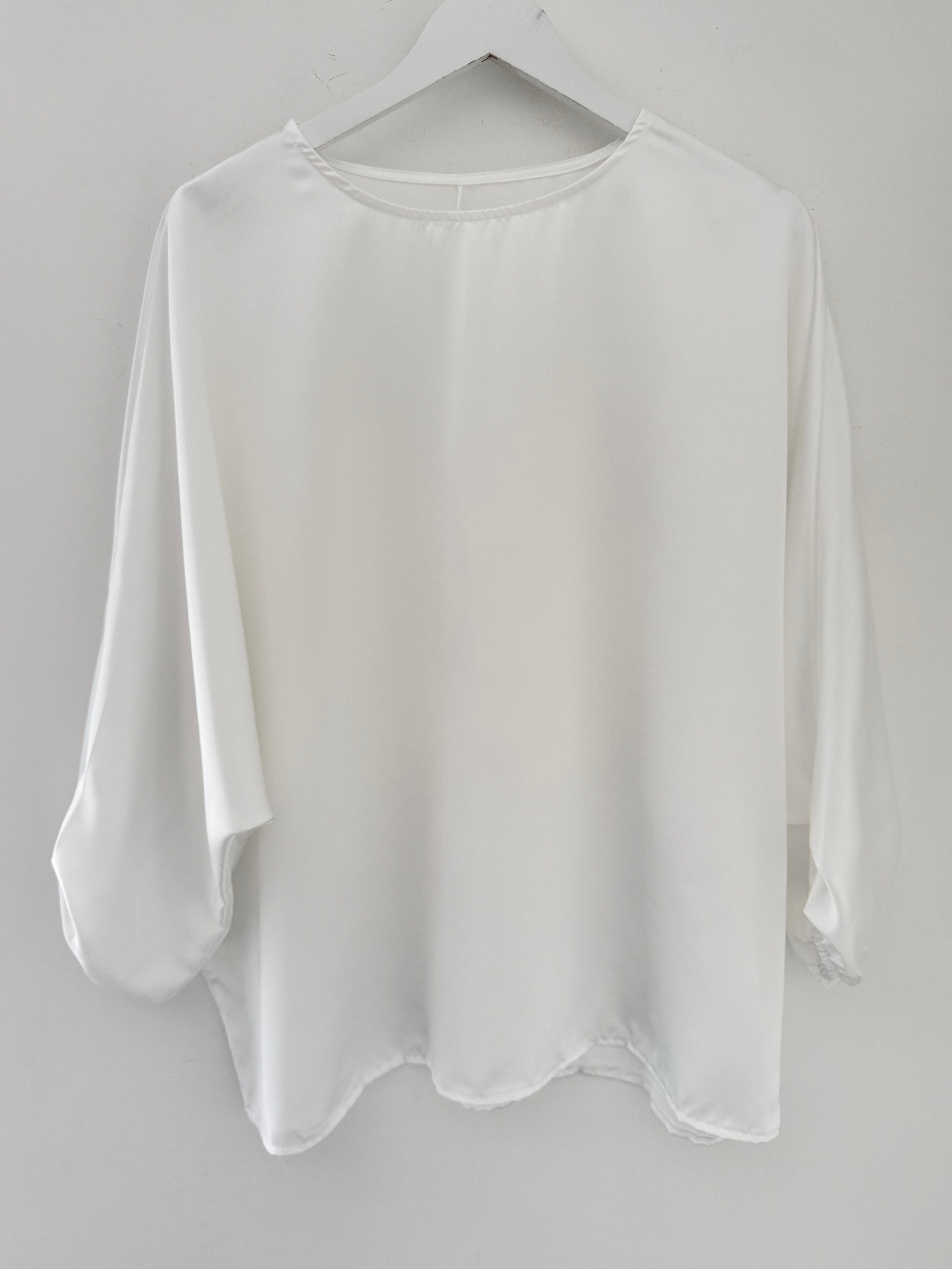 Silky Round Neck Top in Ivory