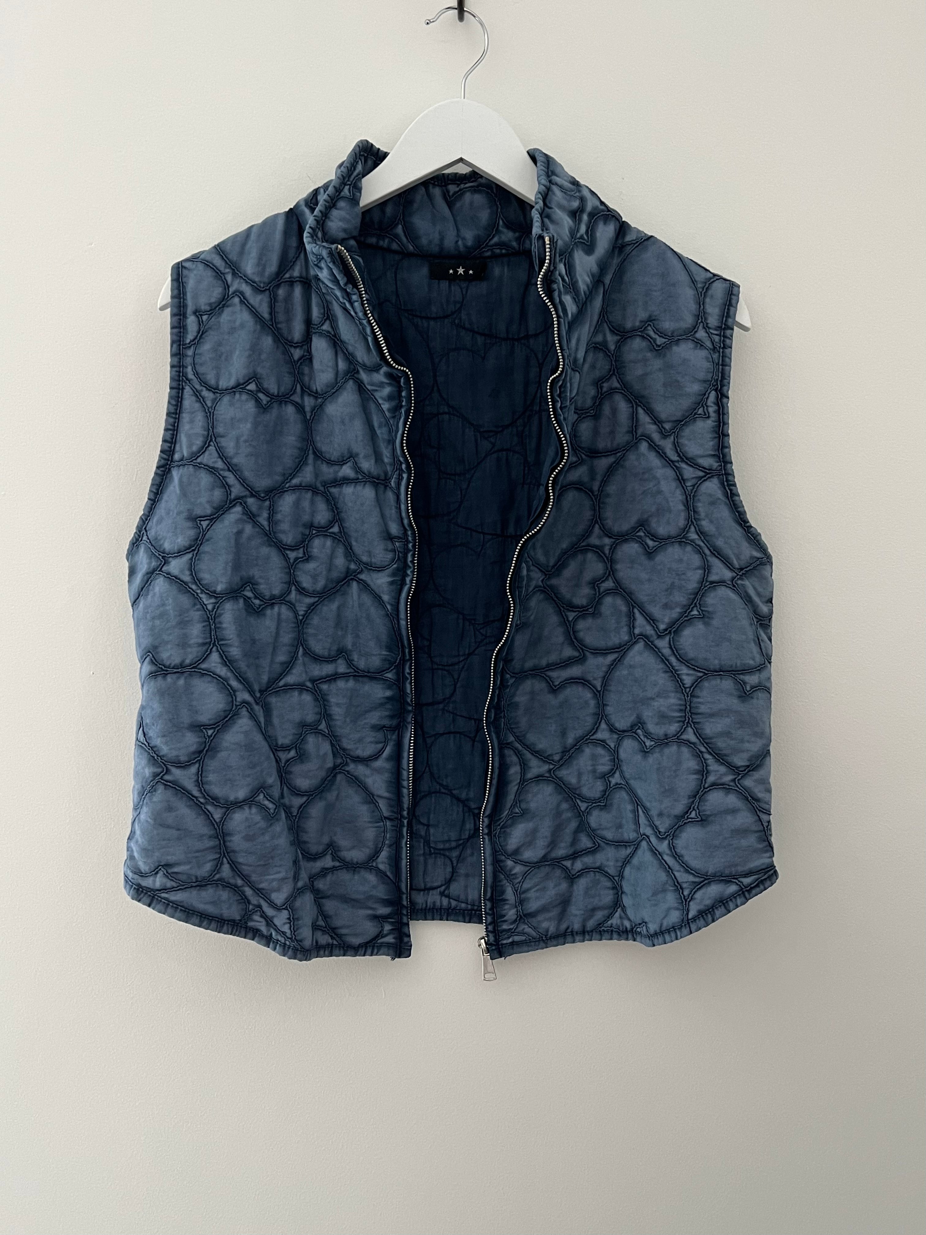 Quilted Gilet with Denim Hearts